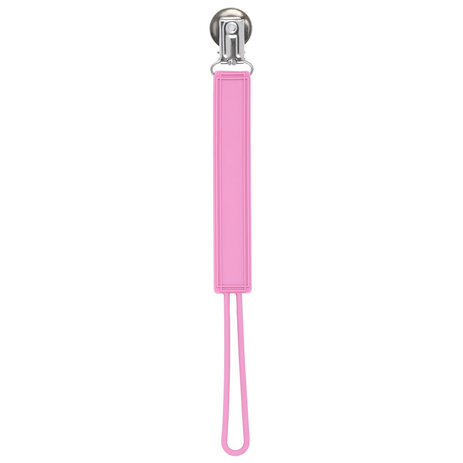Classic Rose Pink All Silicone One Piece Pacifier Clip