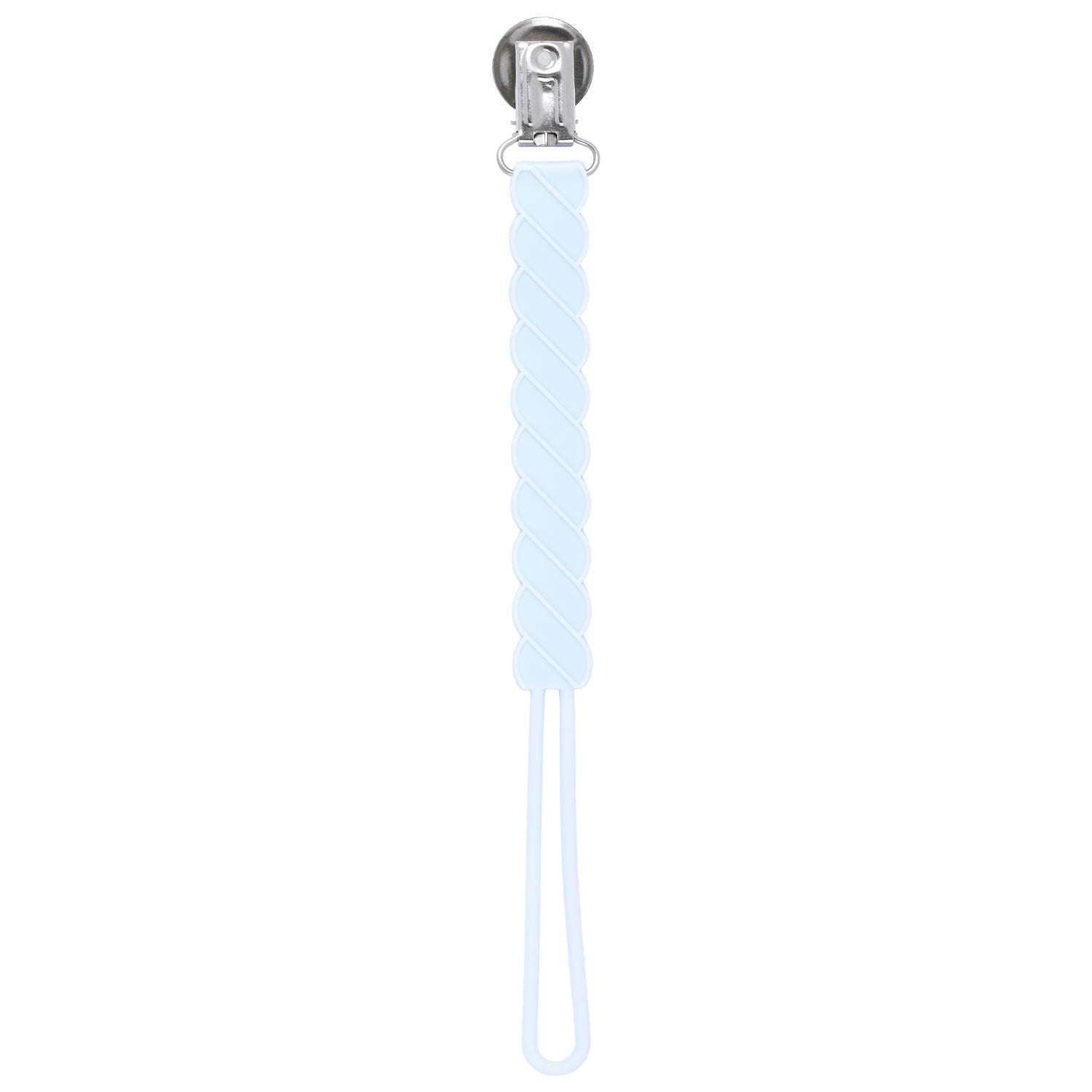 Twist Baby Blue All Silicone One Piece Pacifier Clip