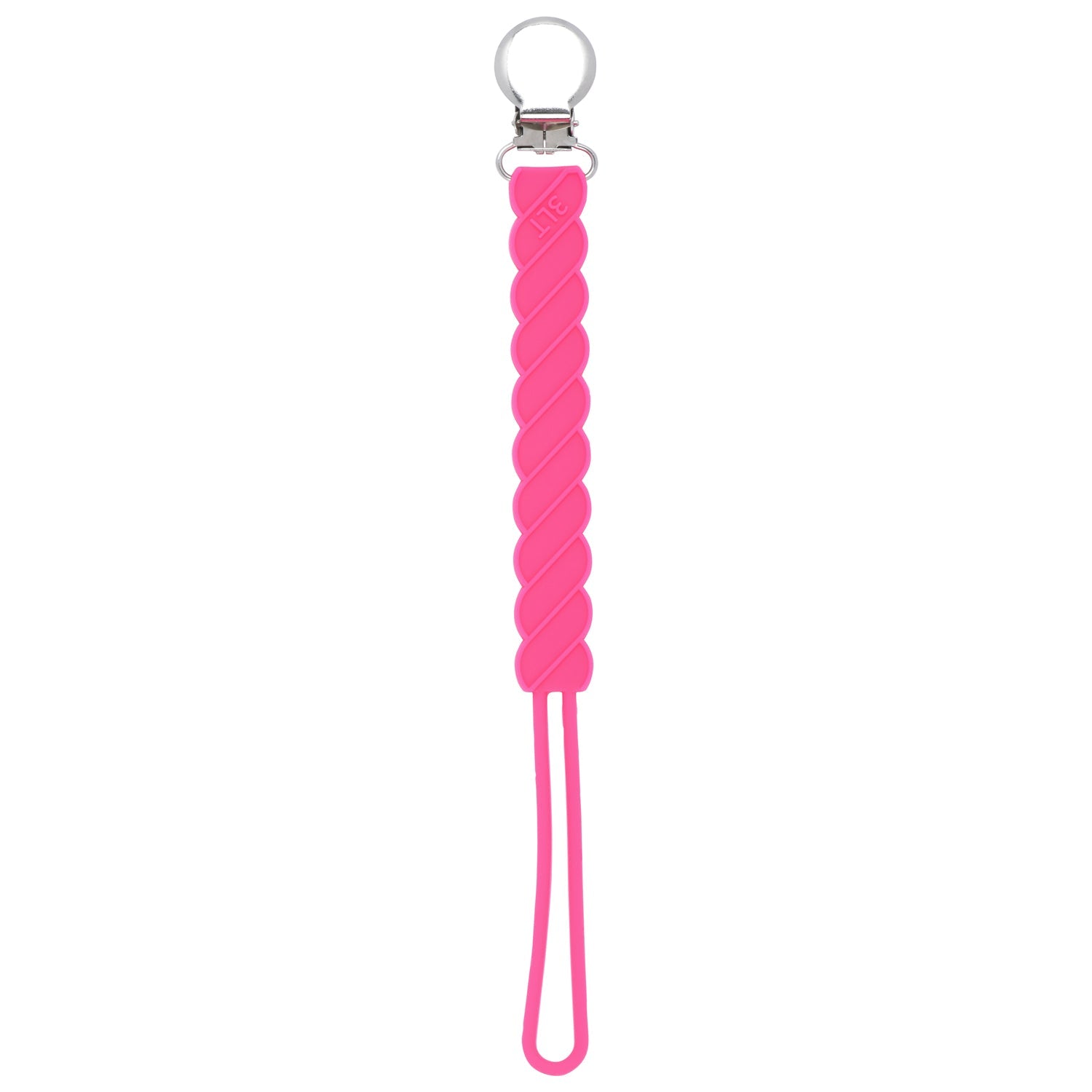 Twist Hot Pink All Silicone One Piece Pacifier Clip
