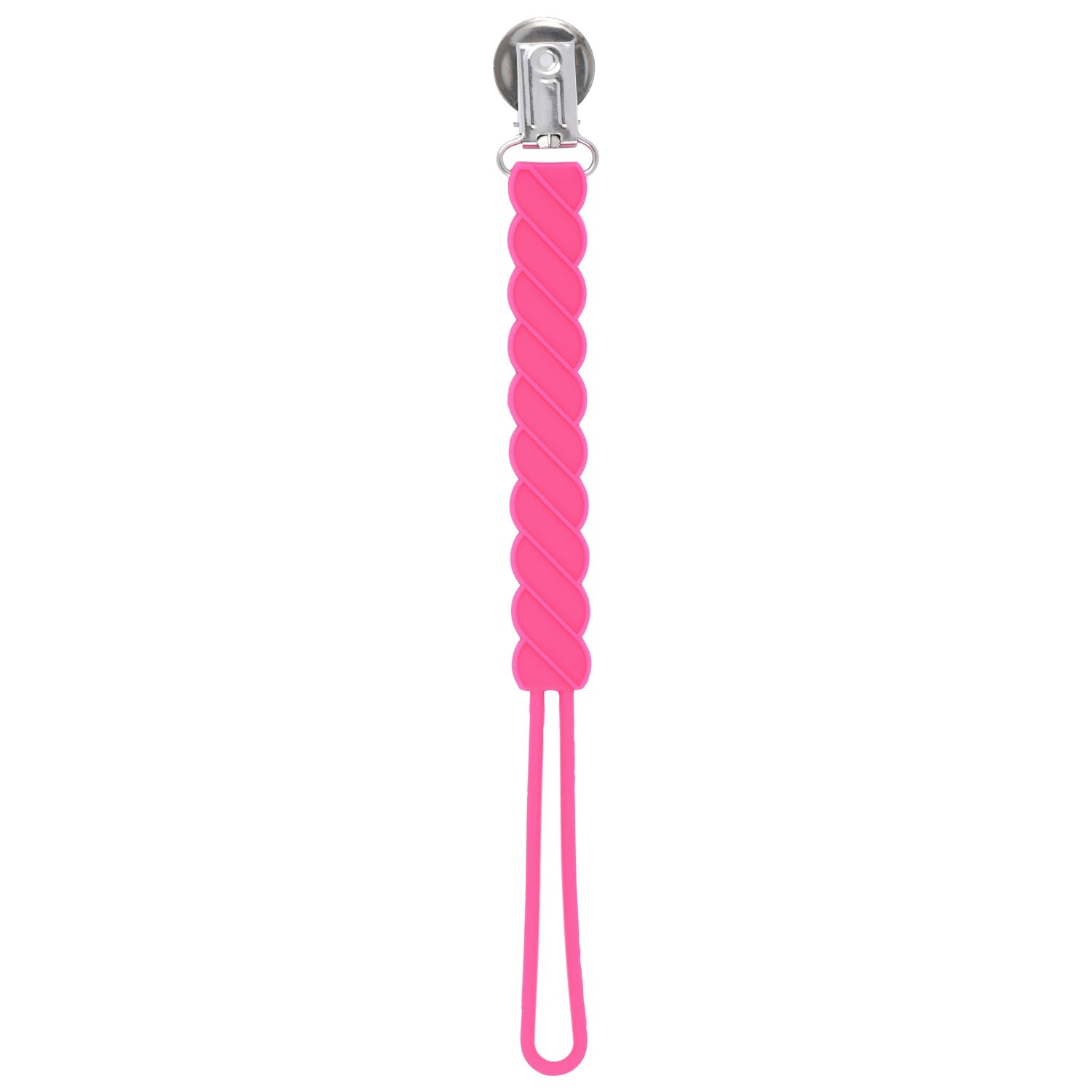 Twist Hot Pink All Silicone One Piece Pacifier Clip