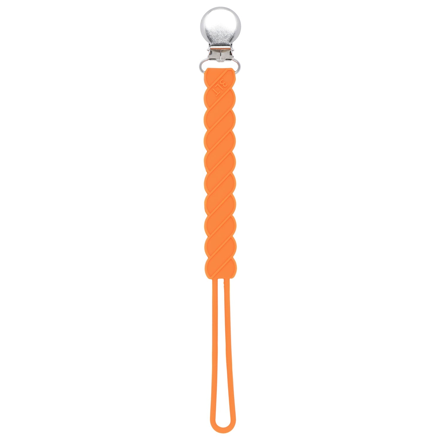 Twist Orange All Silicone One Piece Pacifier Clip