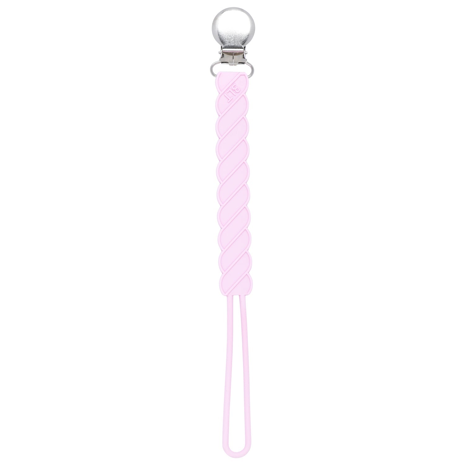 Twist Light Pink All Silicone One Piece Pacifier Clip