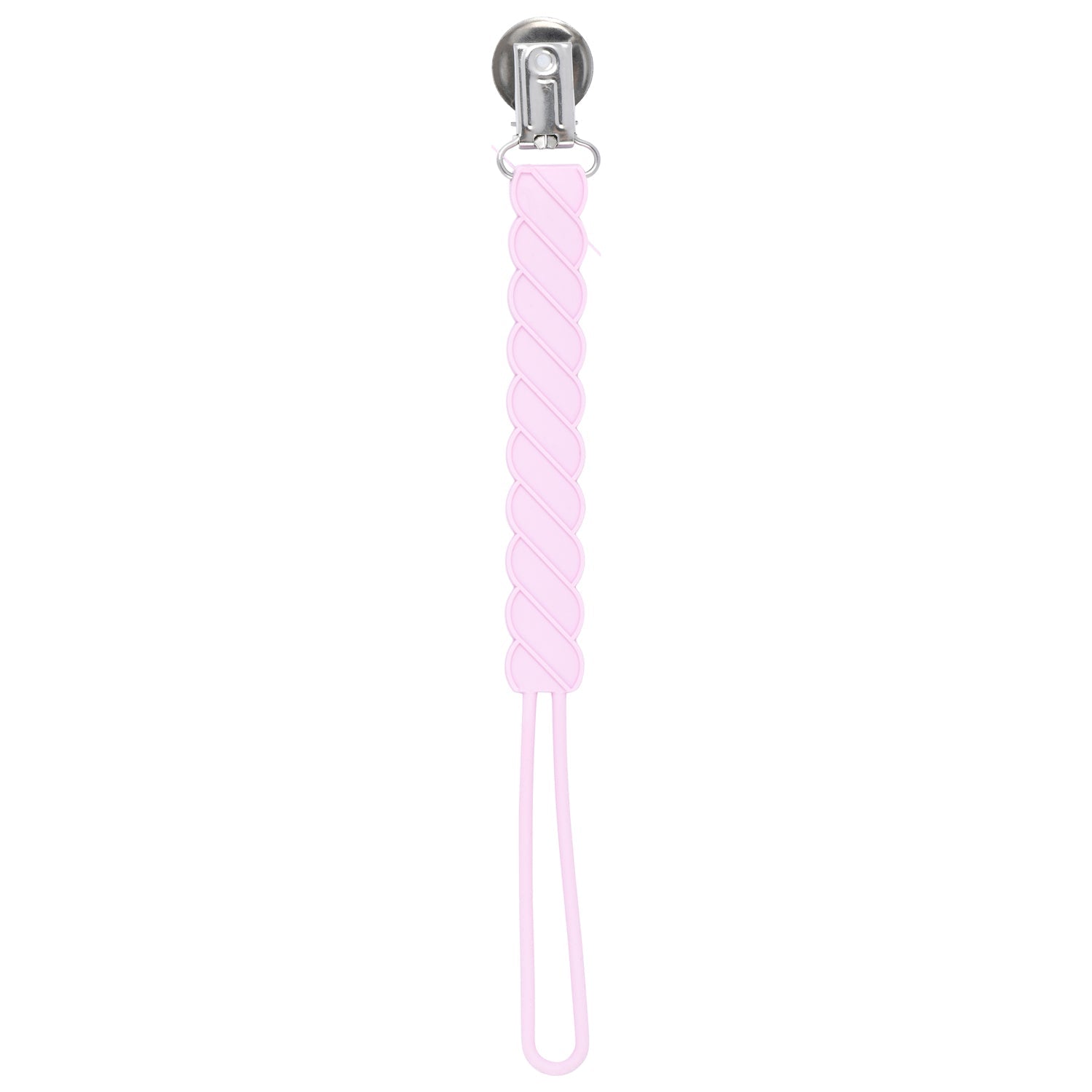 Twist Light Pink All Silicone One Piece Pacifier Clip
