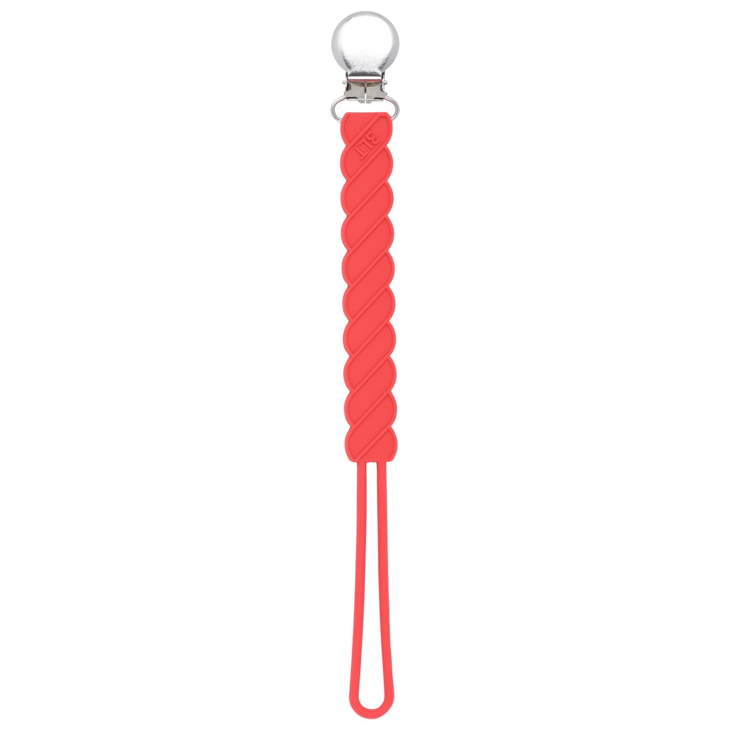 Twist Red All Silicone One Piece Pacifier Clip