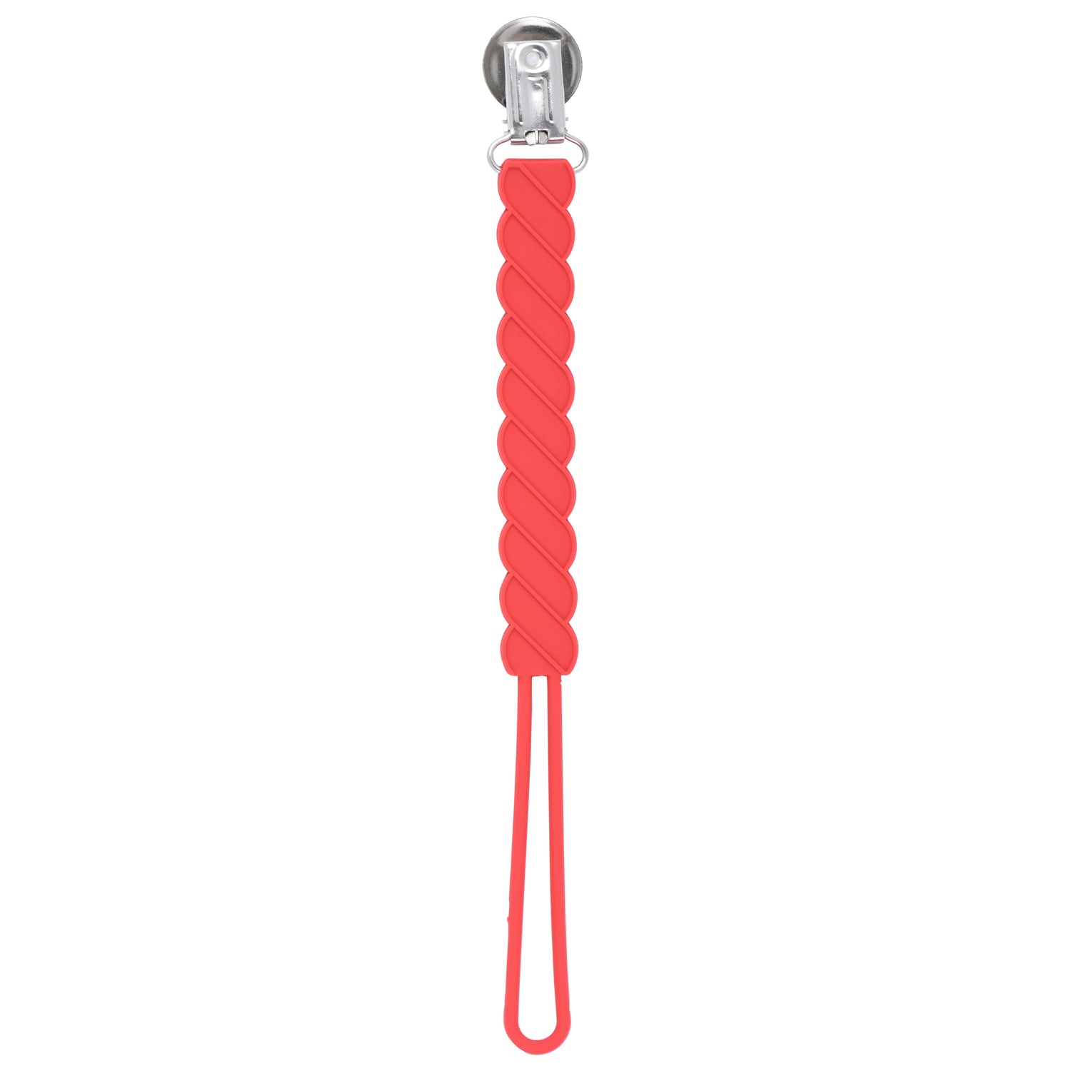 Twist Red All Silicone One Piece Pacifier Clip