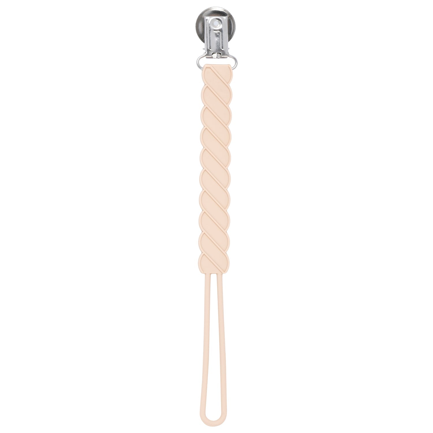 Twist Tan Neutral All Silicone One Piece Pacifier Clip