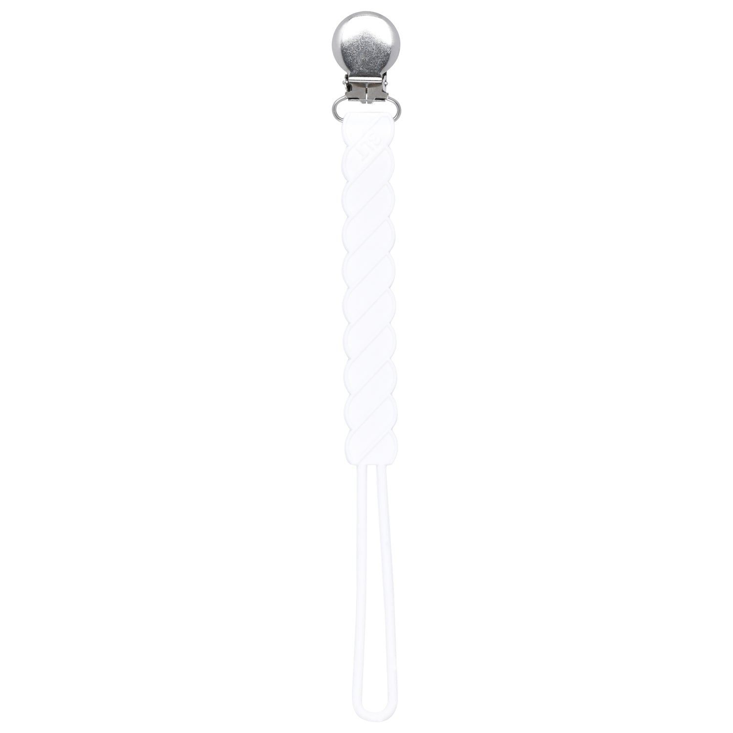 Twist White All Silicone One Piece Pacifier Clip