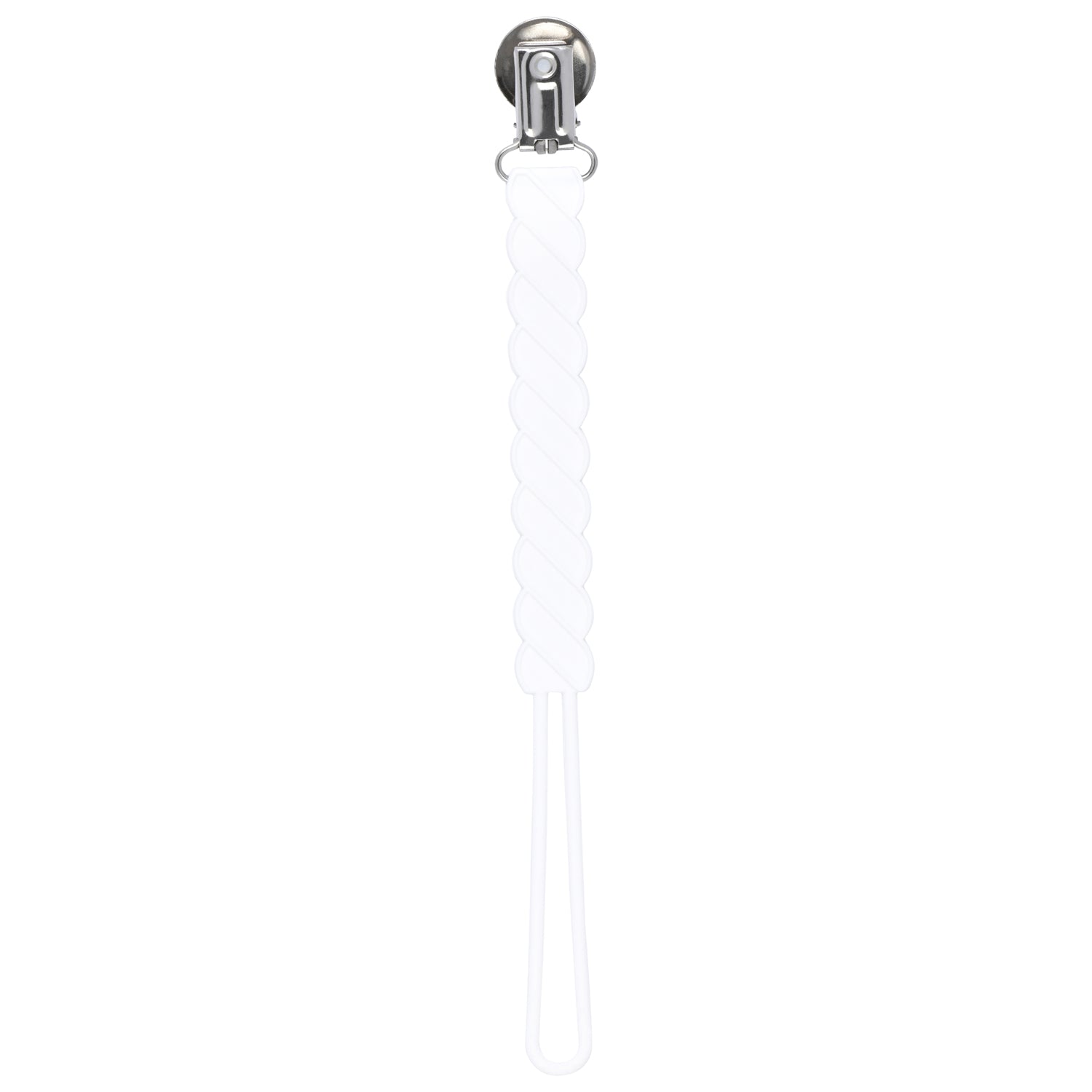 Twist White All Silicone One Piece Pacifier Clip