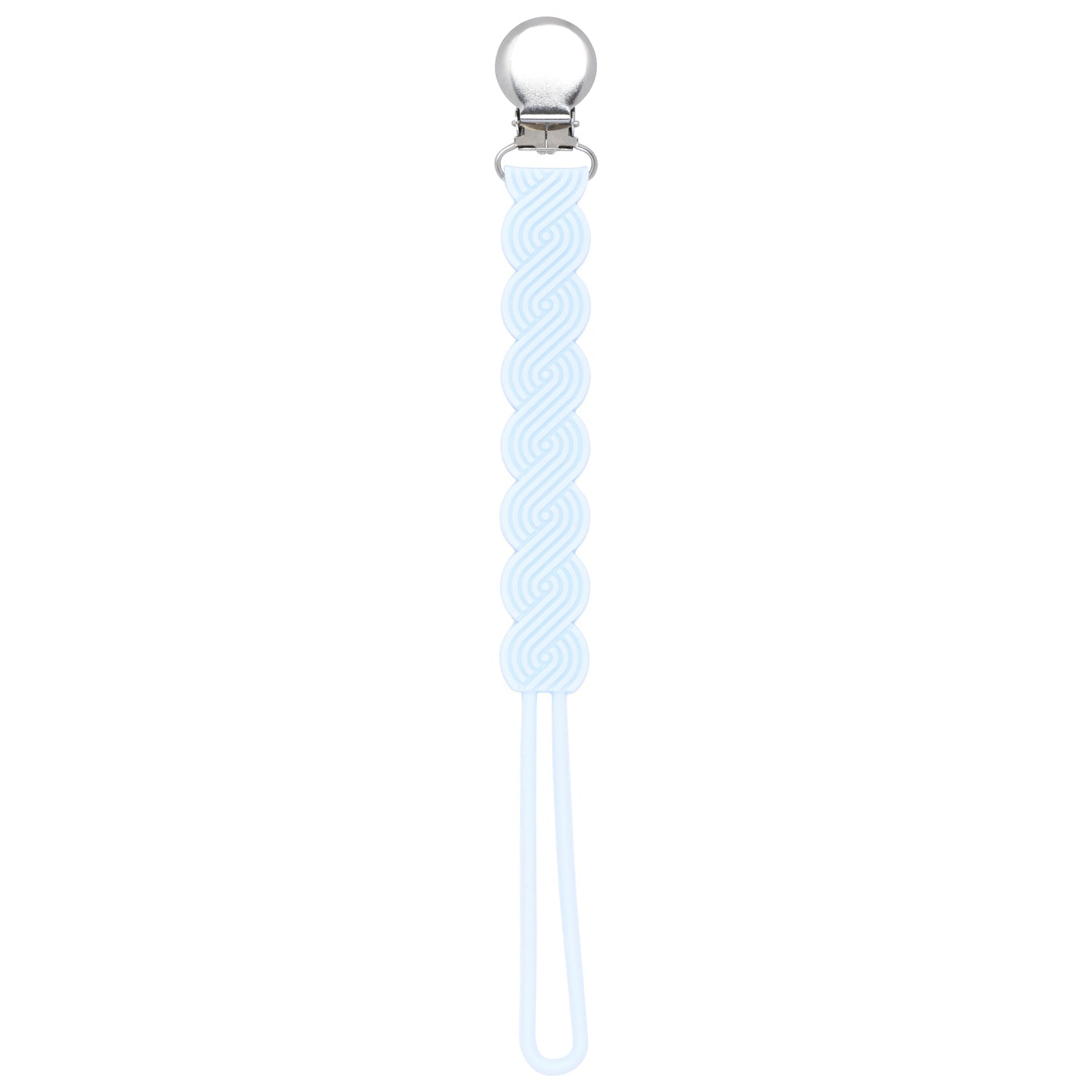 Waverly Baby Blue All Silicone One Piece Pacifier Clip
