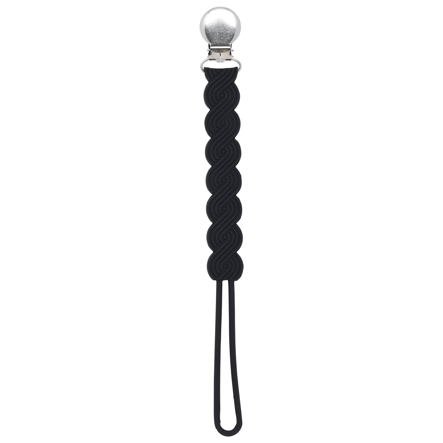 Waverly Black All Silicone One Piece Pacifier Clip