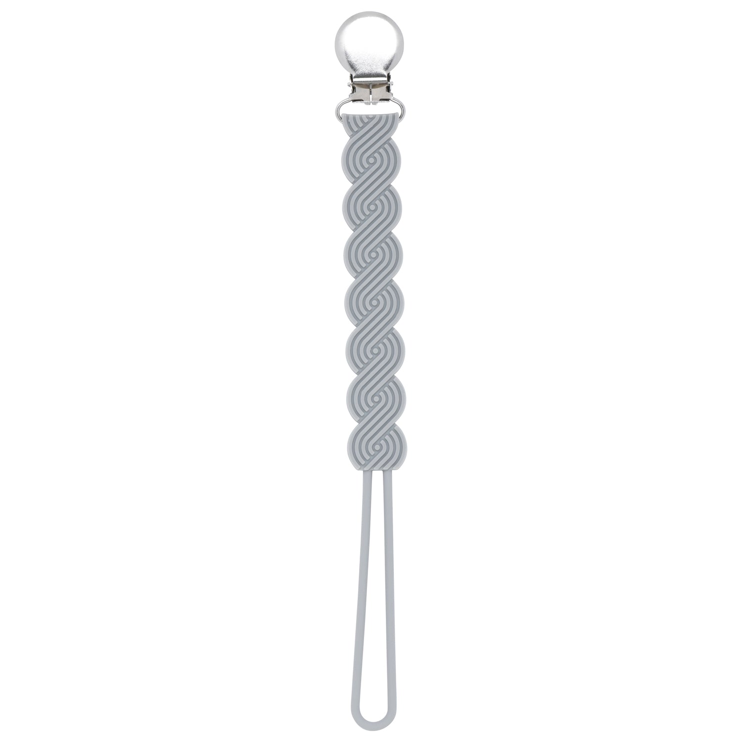 Waverly Gray All Silicone One Piece Pacifier Clip