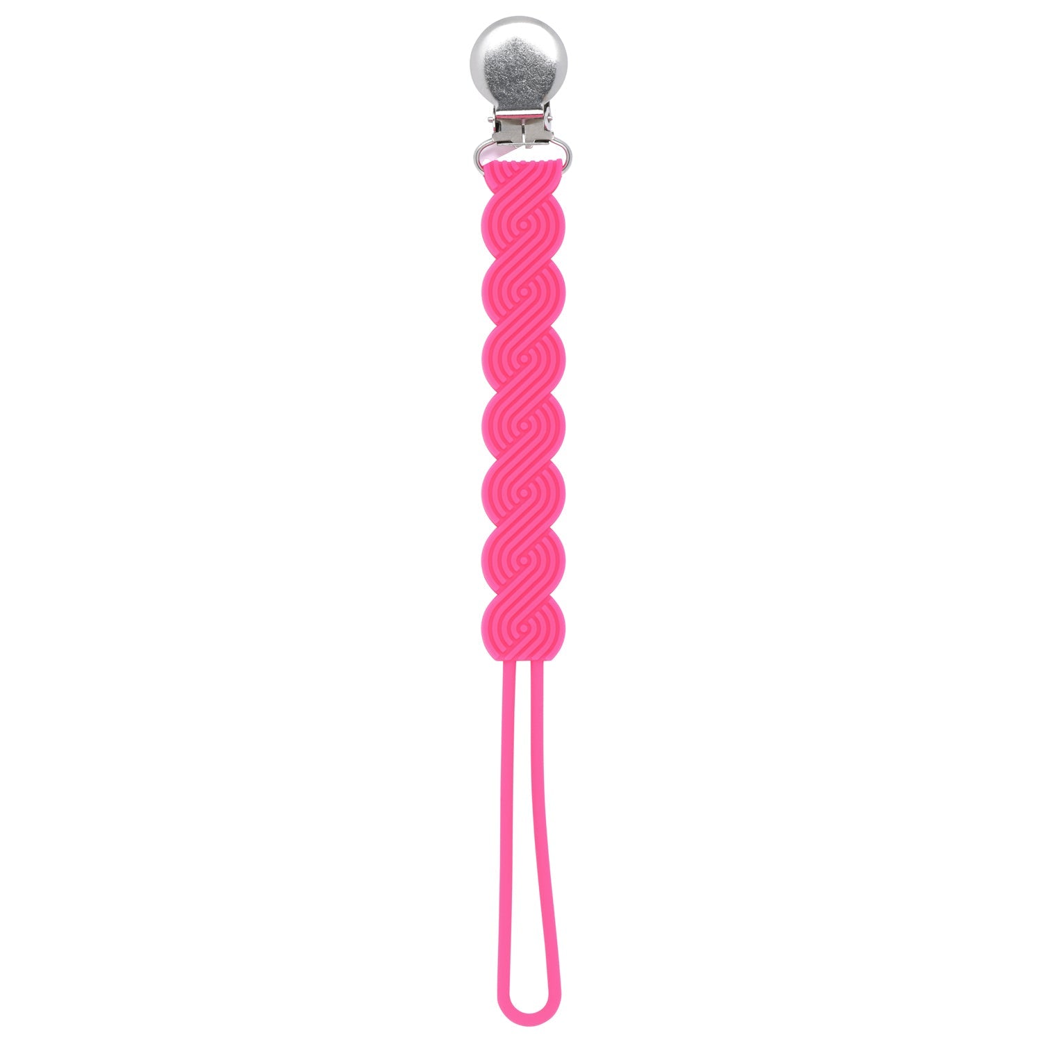 Waverly Hot Pink All Silicone One Piece Pacifier Clip