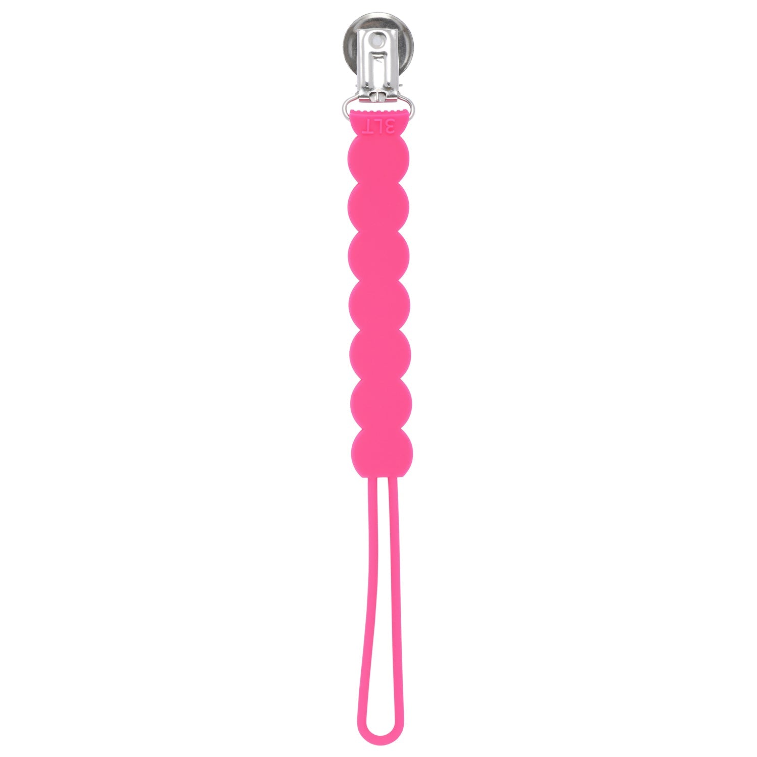 Waverly Hot Pink All Silicone One Piece Pacifier Clip