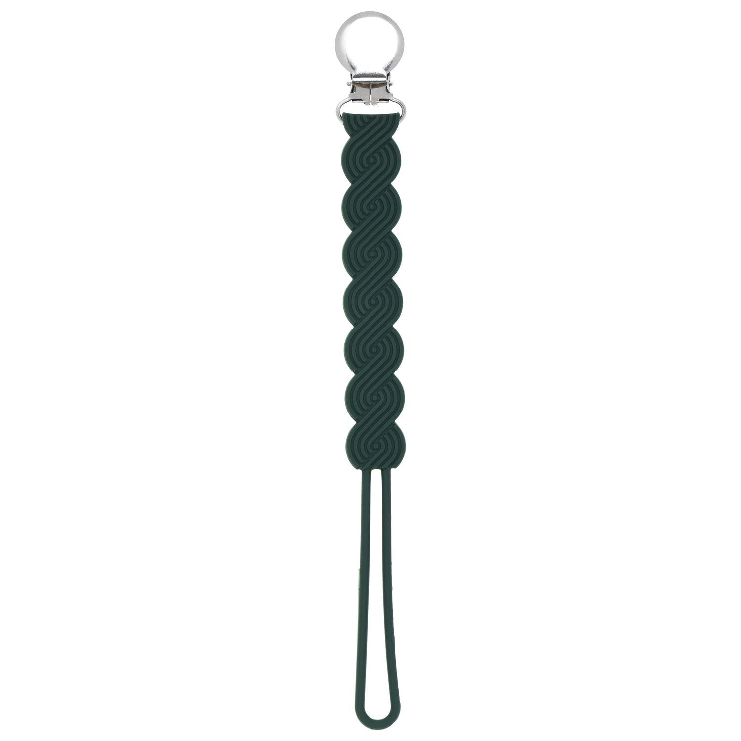 Waverly Hunter Green All Silicone One Piece Pacifier Clip