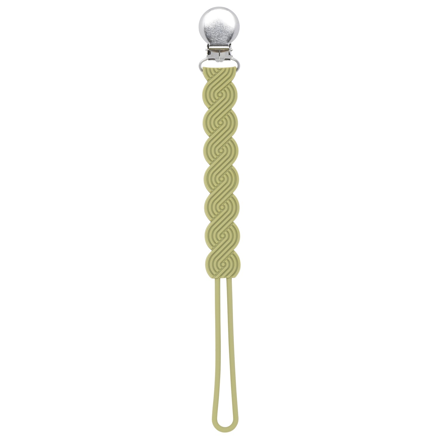 Waverly Olive Green All Silicone One Piece Pacifier Clip