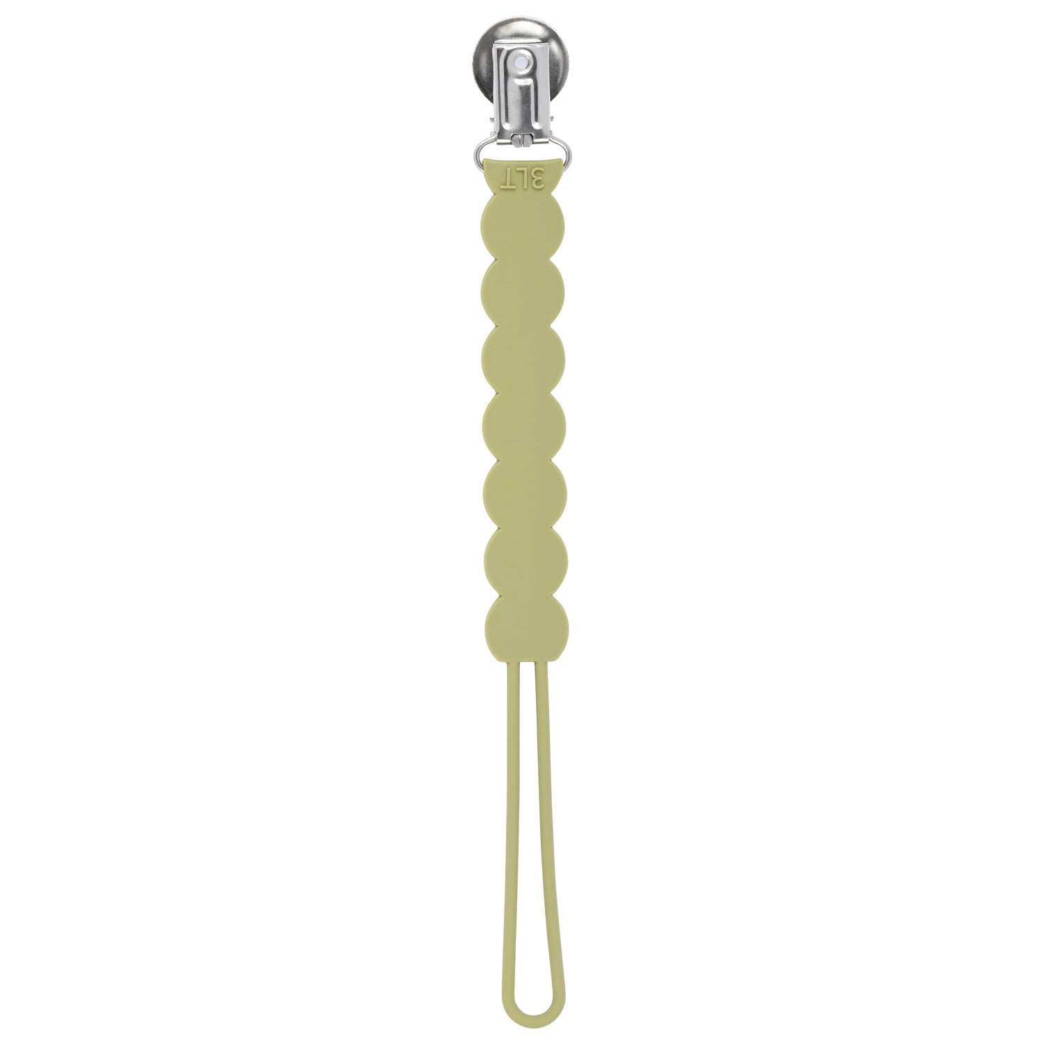Waverly Olive Green All Silicone One Piece Pacifier Clip