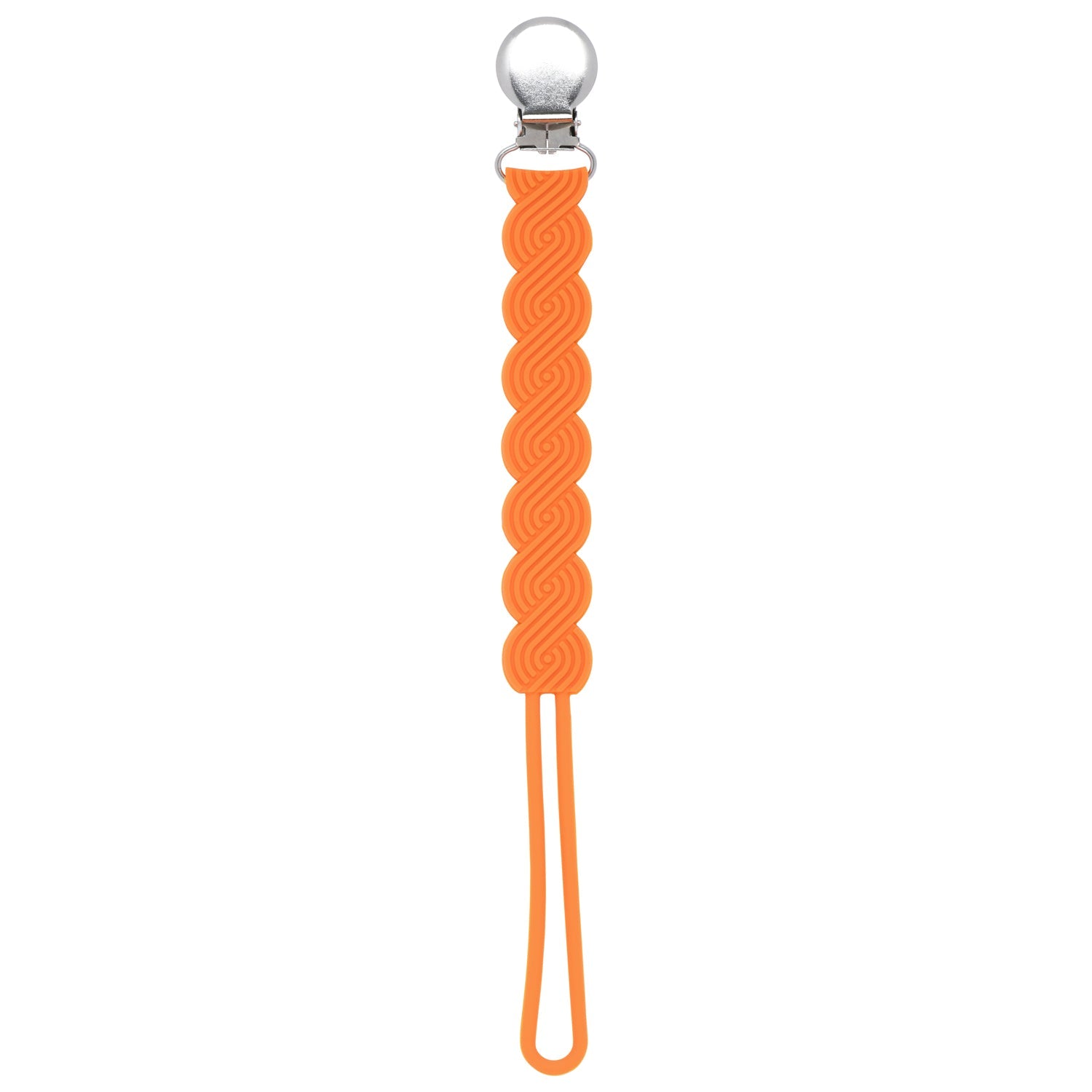 Waverly Orange All Silicone One Piece Pacifier Clip
