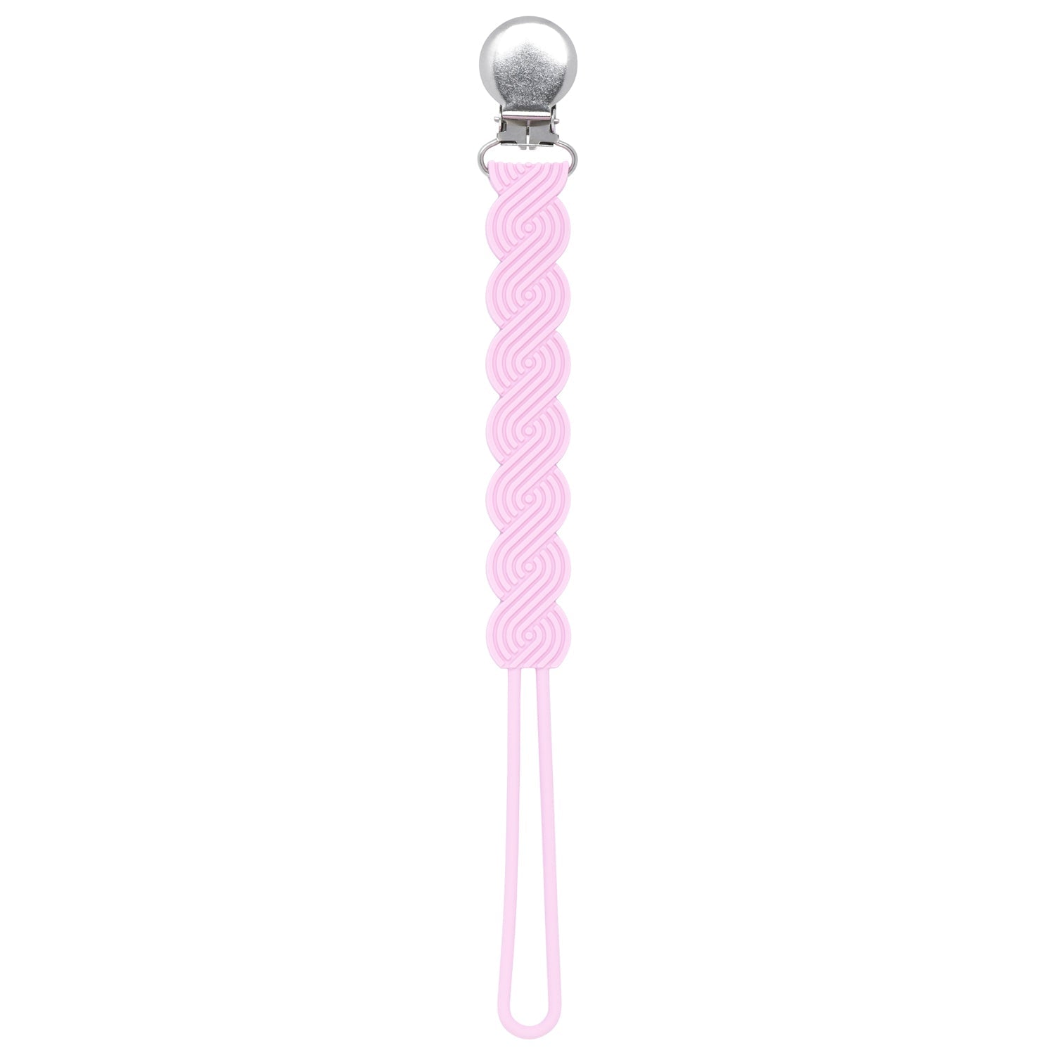 Waverly Pink All Silicone One Piece Pacifier Clip