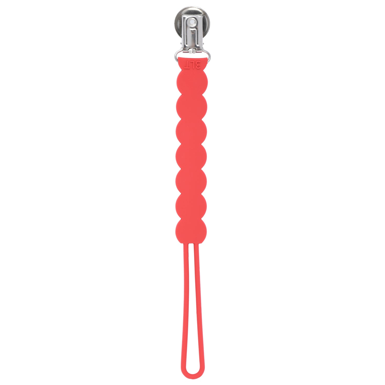 Waverly Red All Silicone One Piece Pacifier Clip
