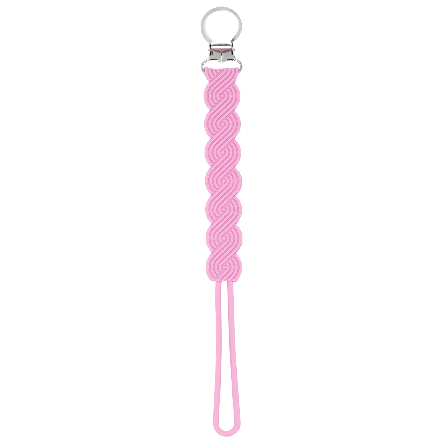 Waverly Rose Pink All Silicone One Piece Pacifier Clip