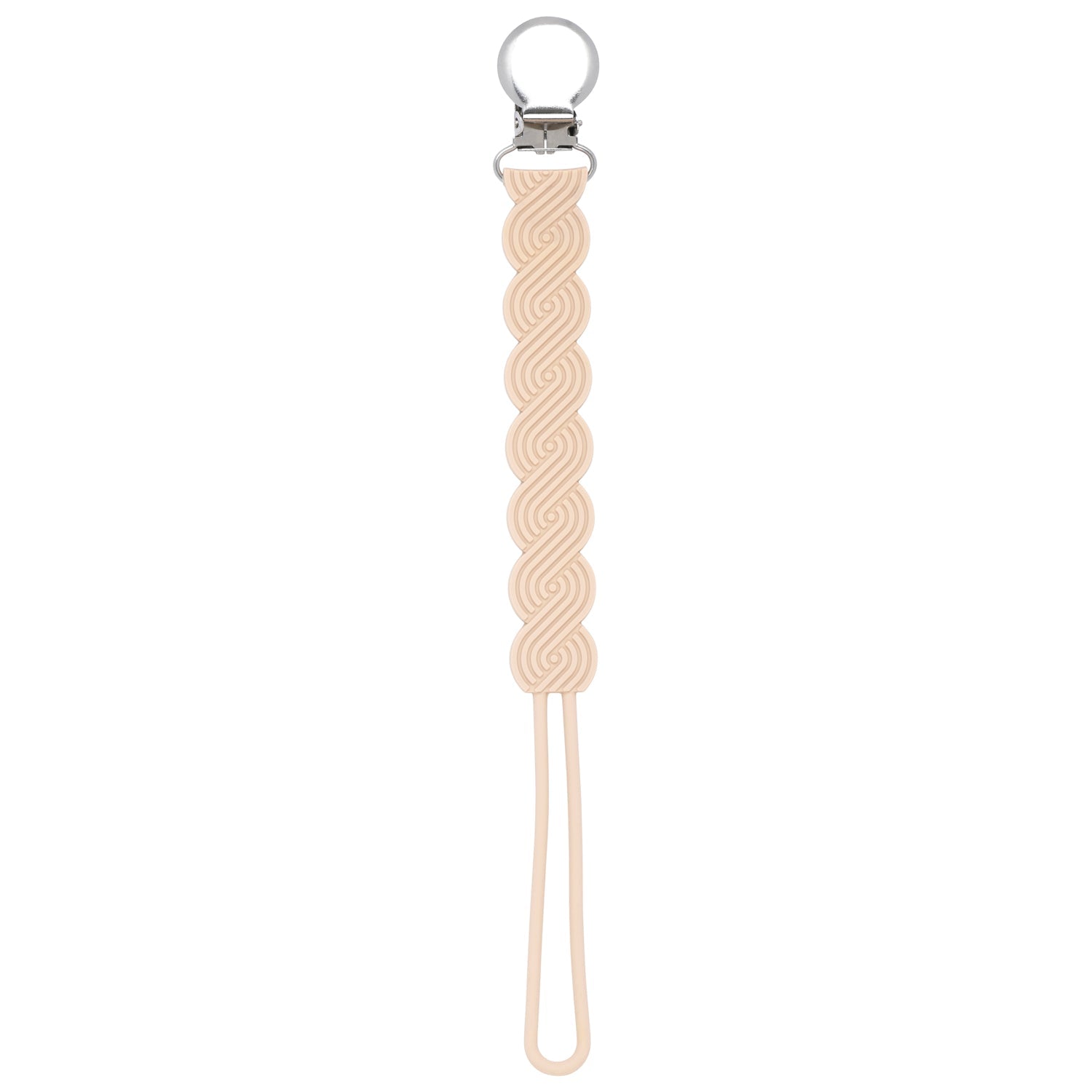 Waverly Tan Neutral All Silicone One Piece Pacifier Clip