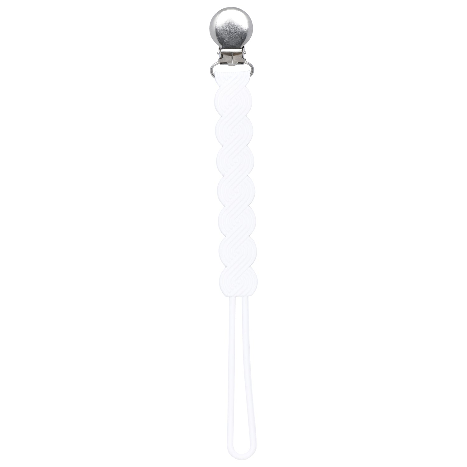 Waverly White All Silicone One Piece Pacifier Clip