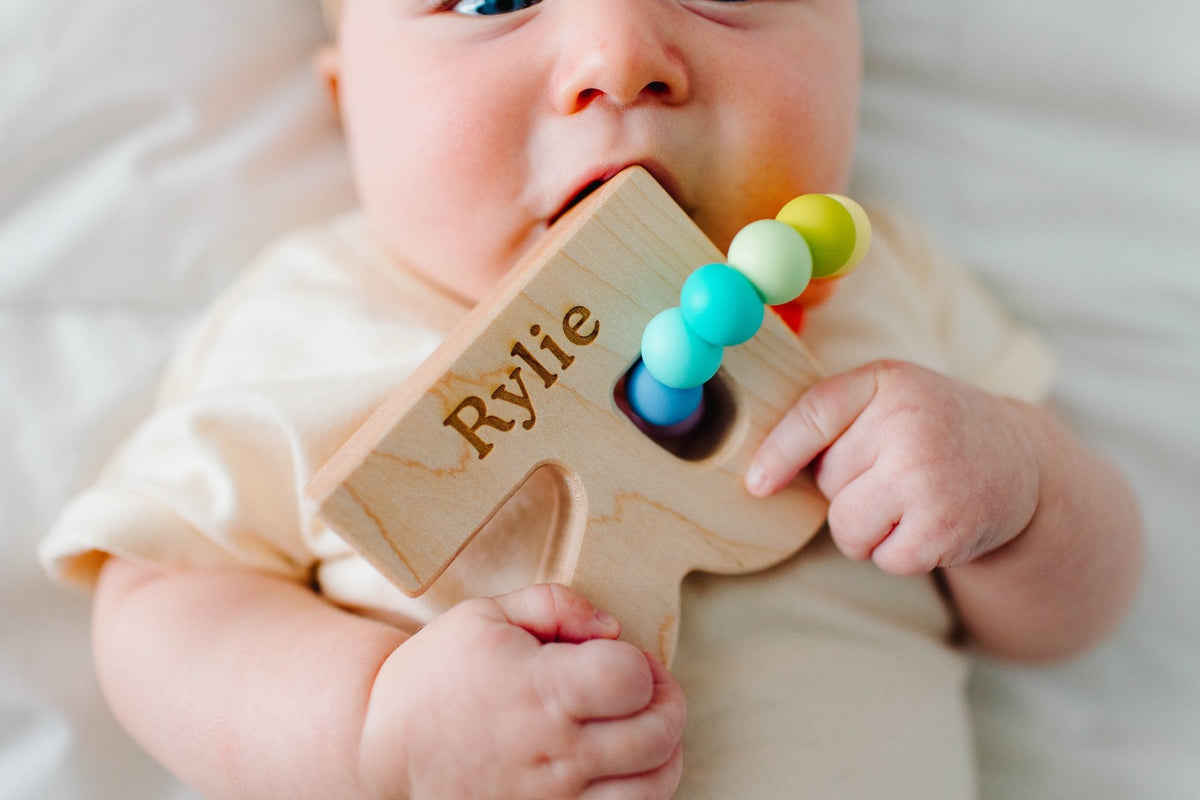 Alphabet Grasping Toy With Teething Beads - Choose Your Letter