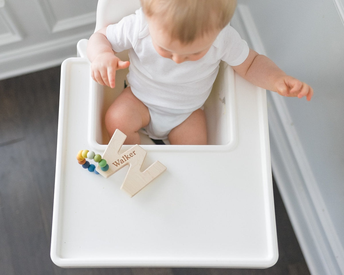 Alphabet Grasping Toy With Teething Beads - Choose Your Letter