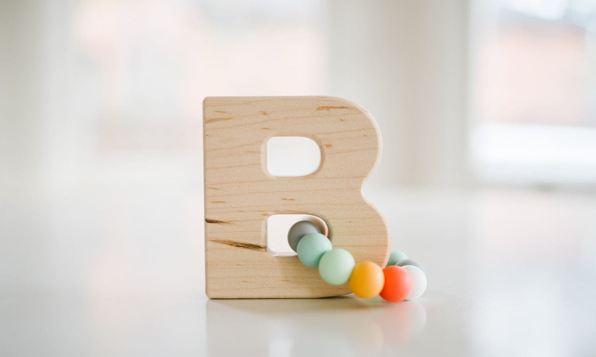 Alphabet Grasping Toy With Teething Beads - Choose Your Letter