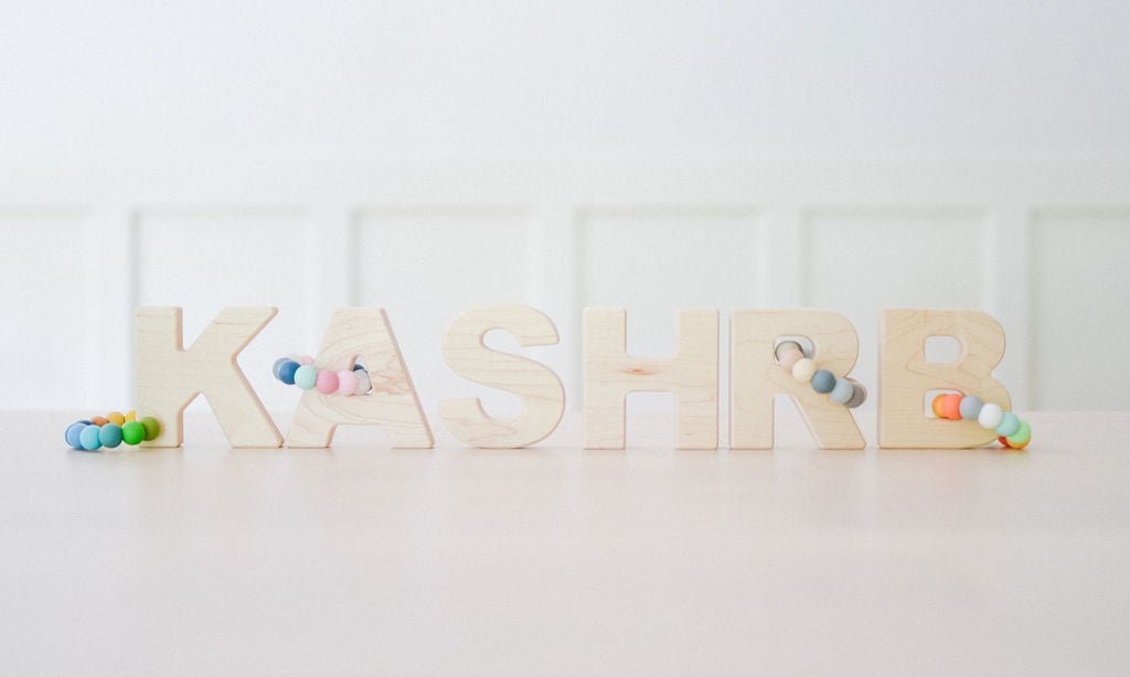 Alphabet Grasping Toy With Teething Beads - Choose Your Letter