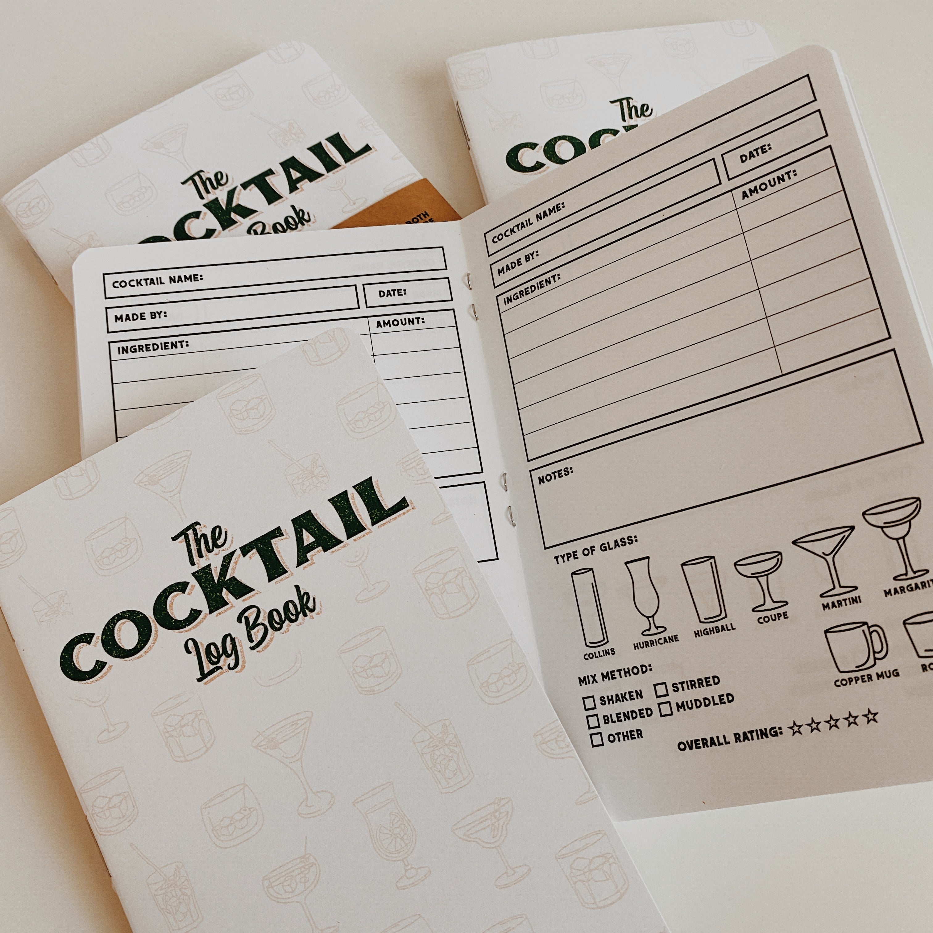 Cocktail Log Book - Two 20-page Books