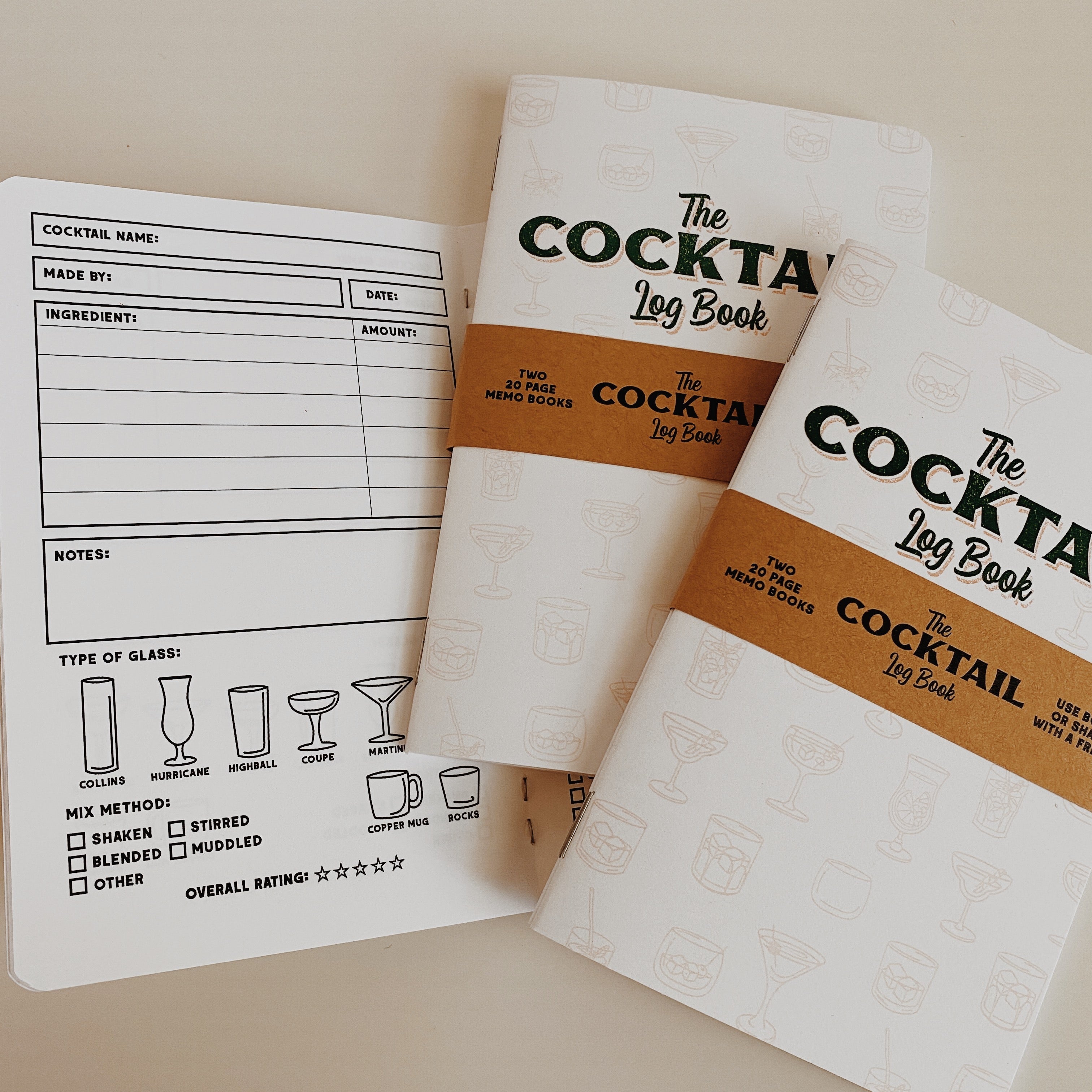 Cocktail Log Book - Two 20-page Books