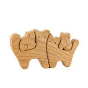Waldorf Wooden Cats Family Of 4 Puzzle Set