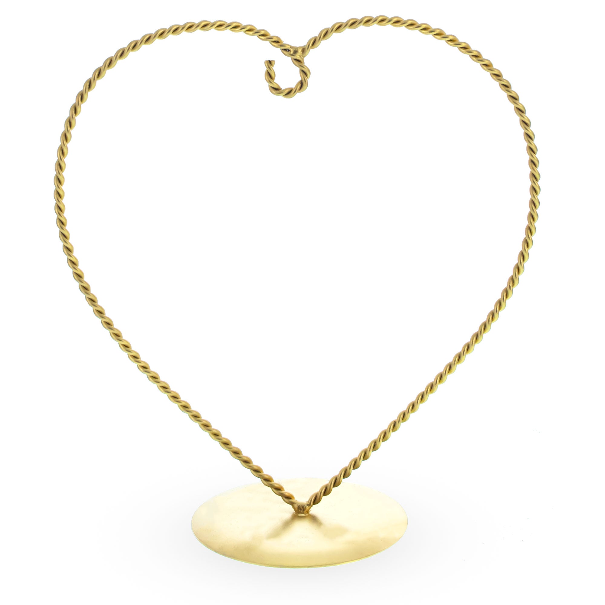 Heart Shape Gold Metal Solid Round Base Ornament Display Stand 7 Inches