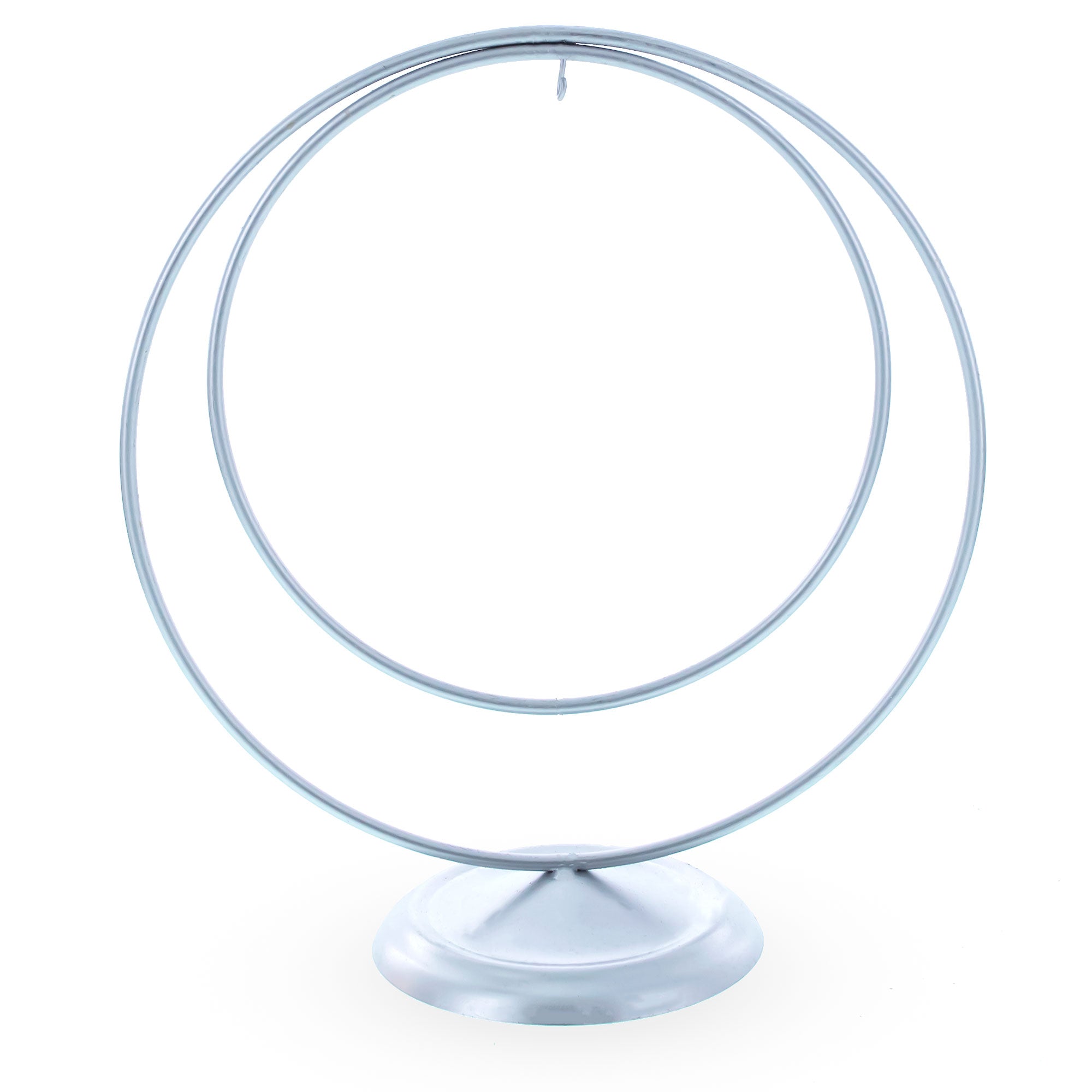 Double Circle Silver Metal Solid Round Base Ornament Display Stand 8.25 Inches