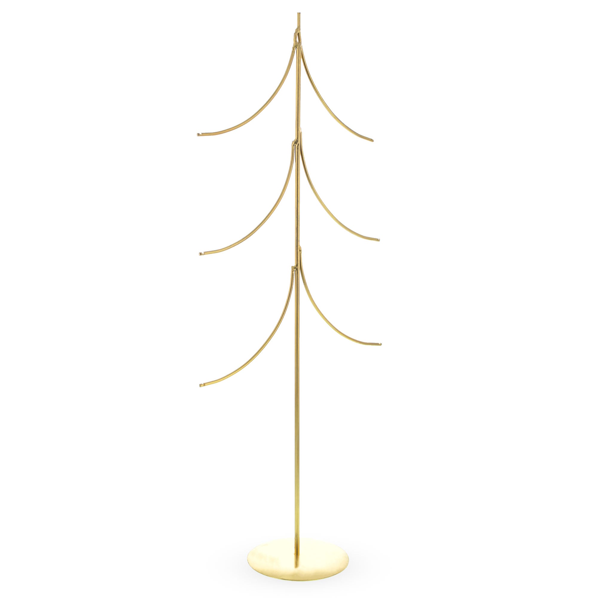 Six Ornaments Tree Gold Metal Solid Round Base Ornament Display Stand 16 Inches