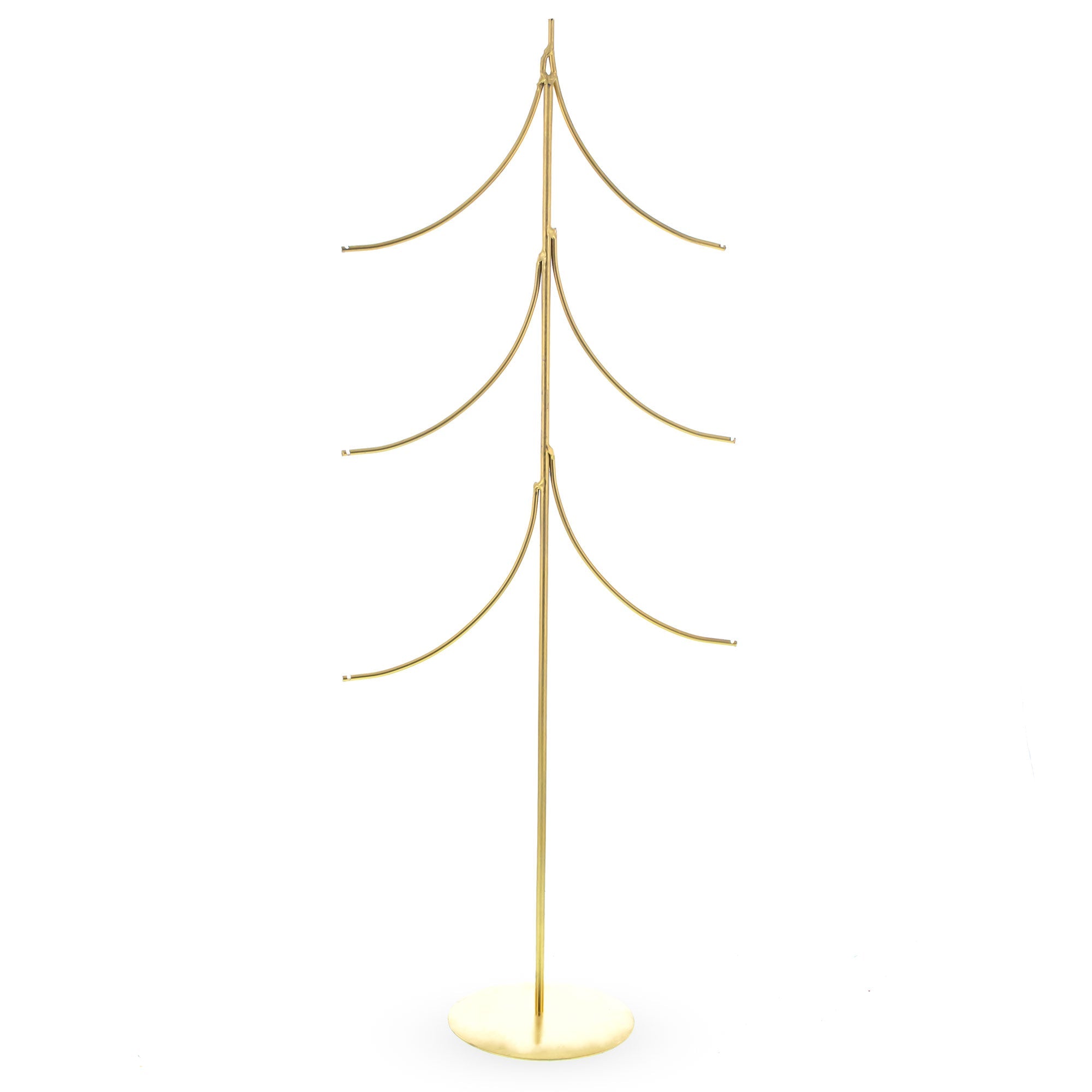 Six Ornaments Tree Gold Metal Solid Round Base Ornament Display Stand 16 Inches