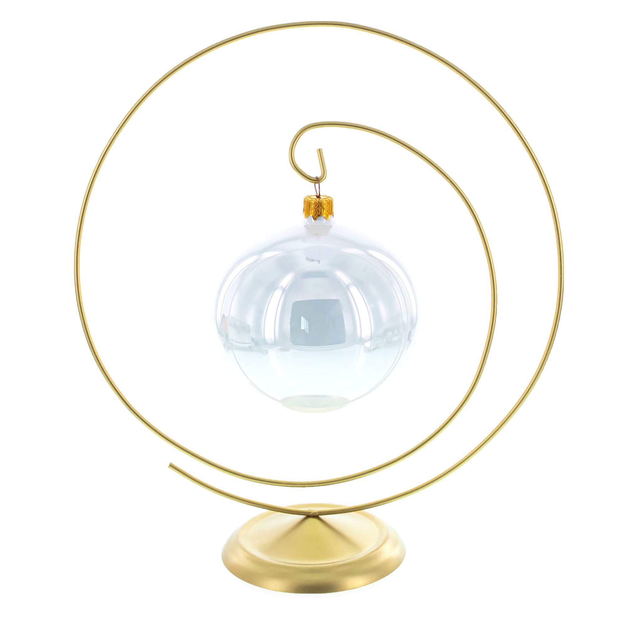 Elegant Spiral Gold Metal Solid Round Base Ornament Display Stand 4 Inches