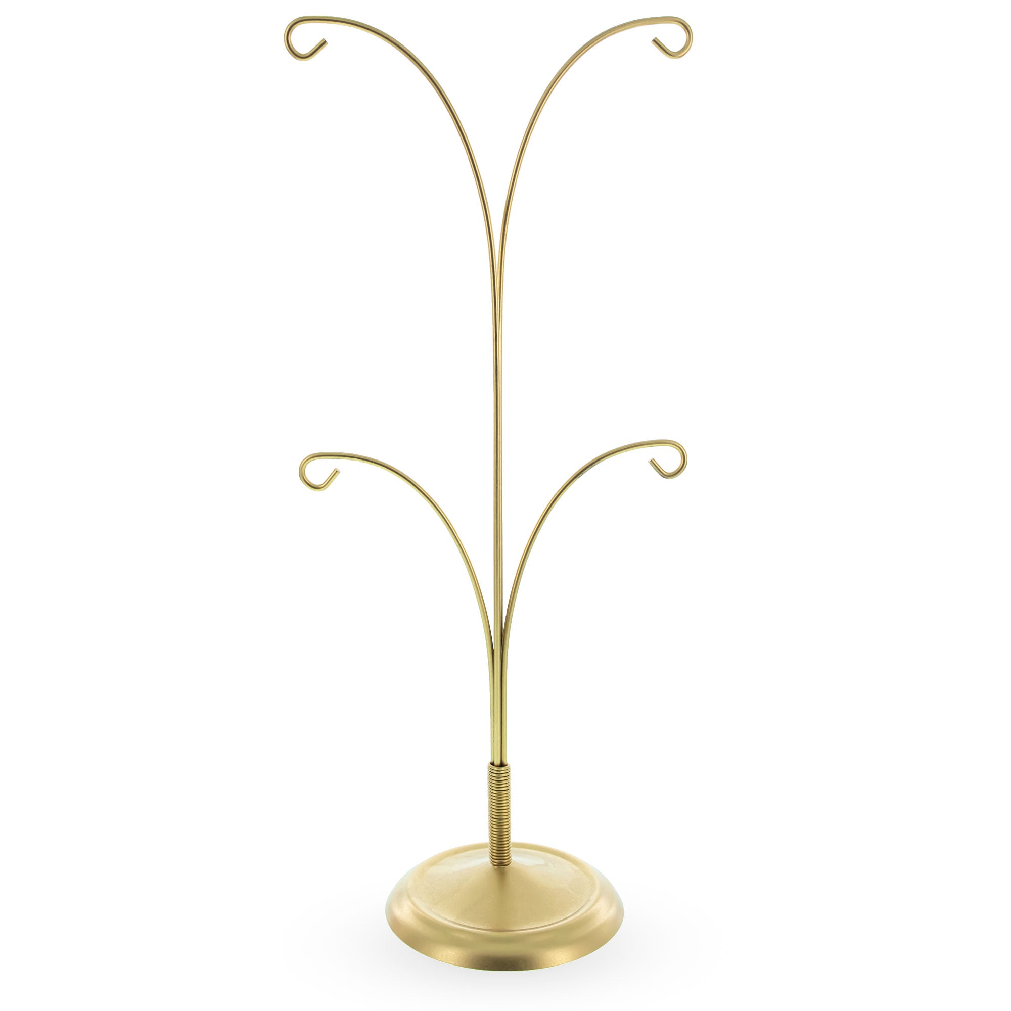 Four Ornaments Tree Gold Metal Solid Round Base Ornament Display Stand 12 Inches