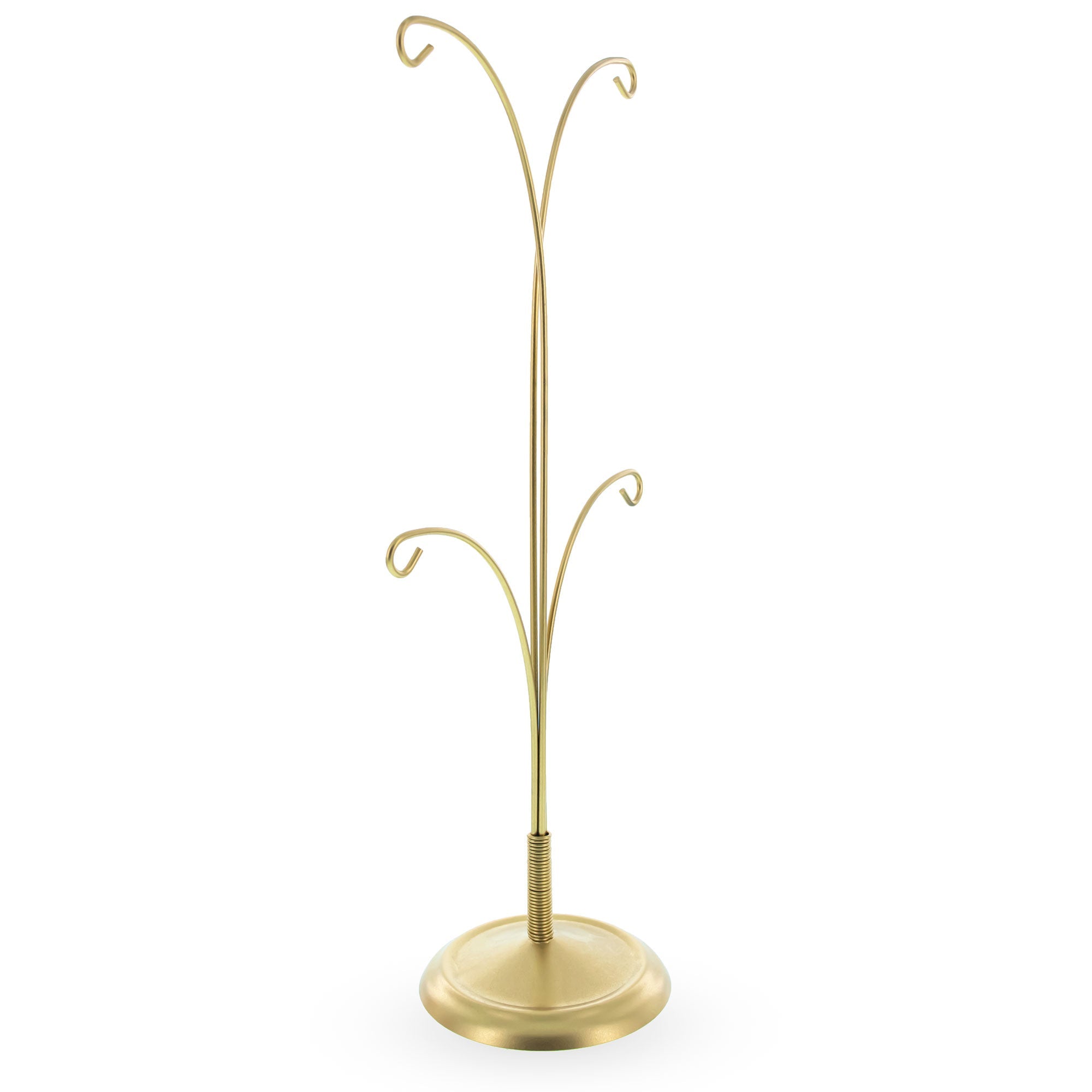 Four Ornaments Tree Gold Metal Solid Round Base Ornament Display Stand 12 Inches