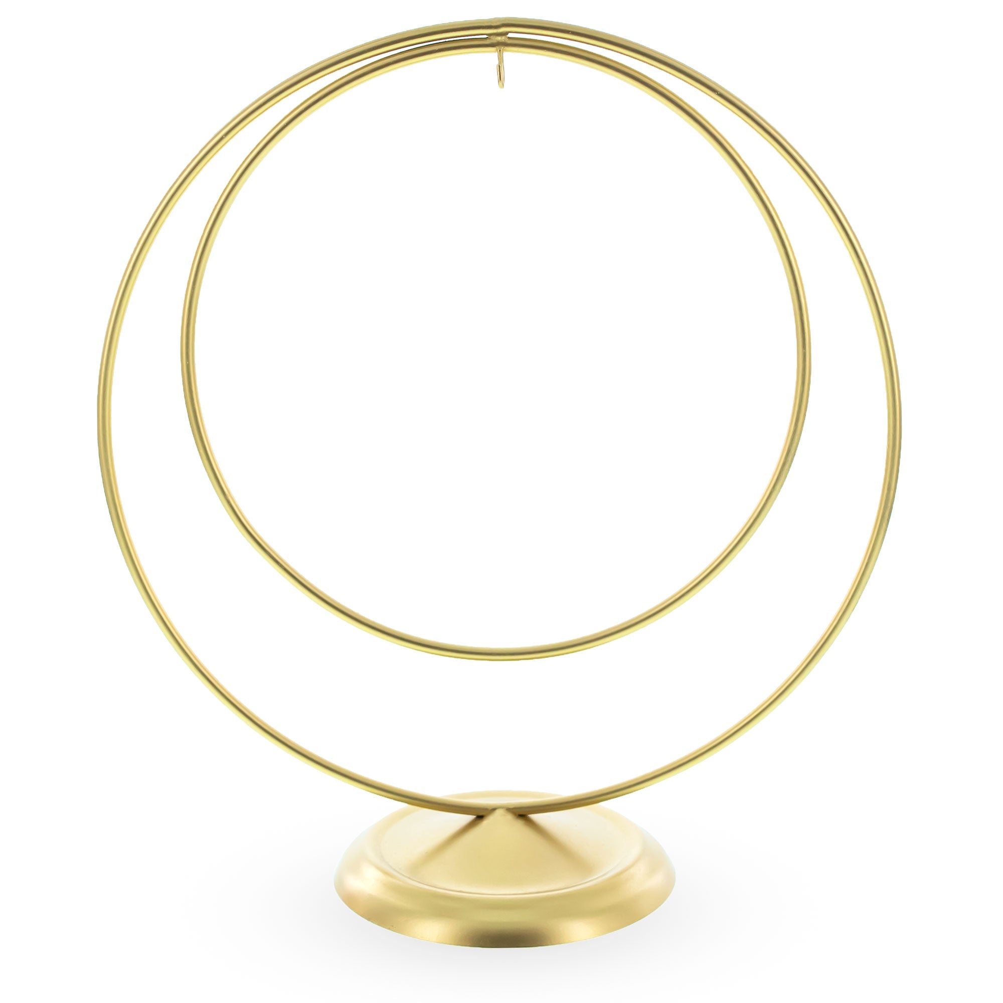 Double Circle Gold Metal Solid Round Base Ornament Display Stand 8.25 Inches