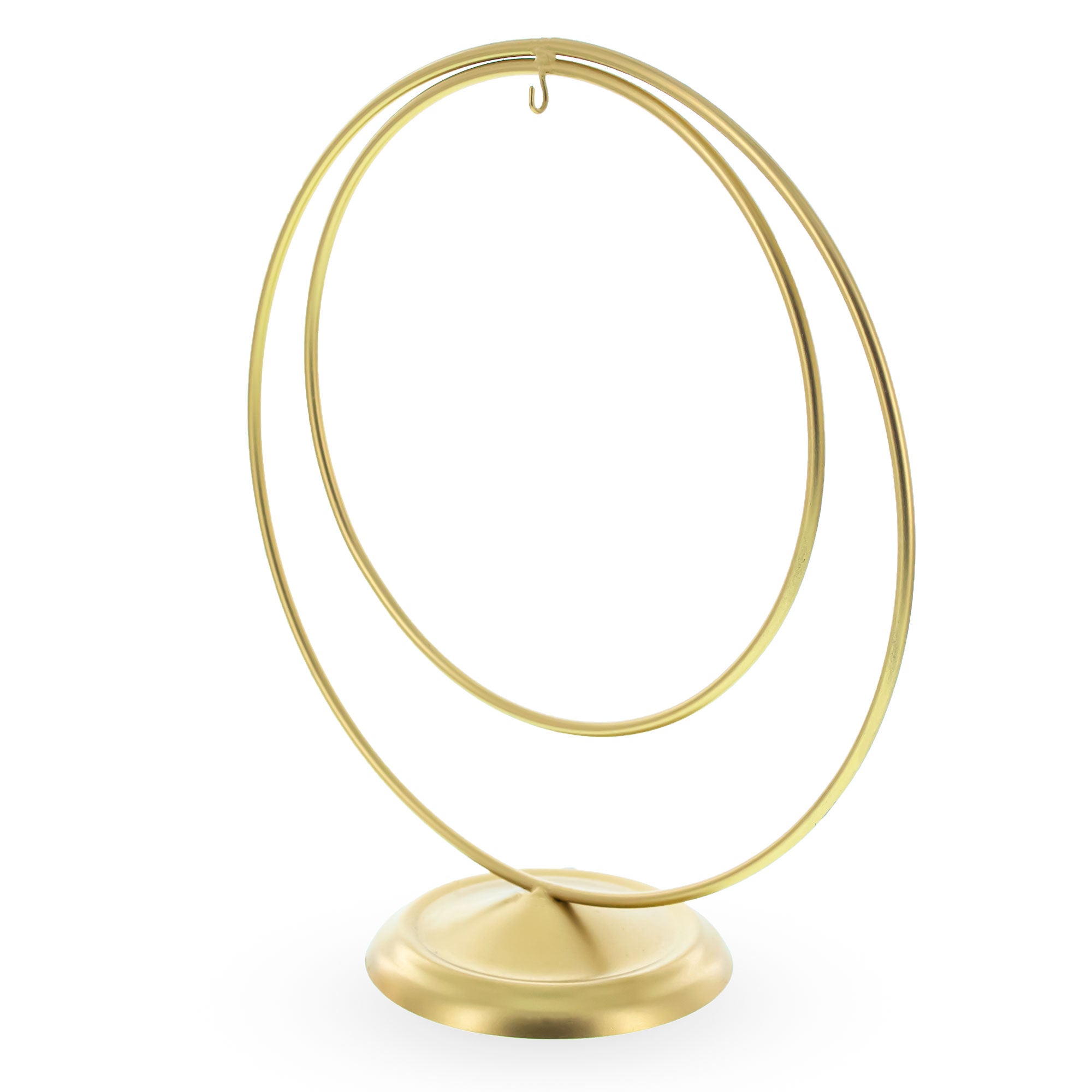 Double Circle Gold Metal Solid Round Base Ornament Display Stand 8.25 Inches