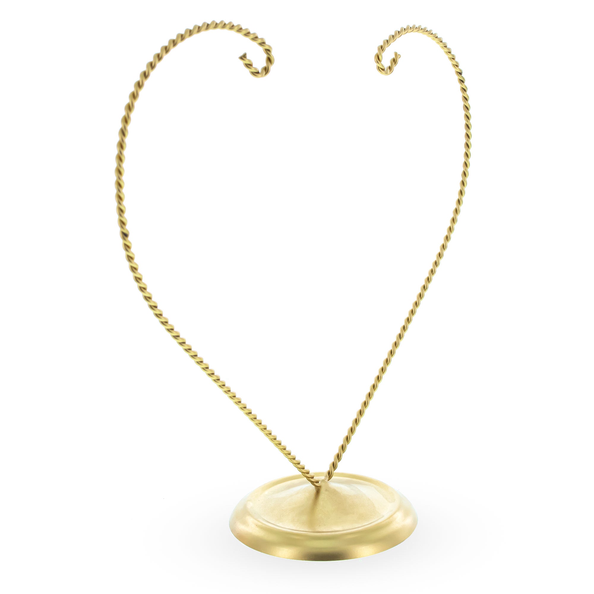 Distand Double Heart Gold Metal Solid Round Base Ornament Display Stand 9 Inches