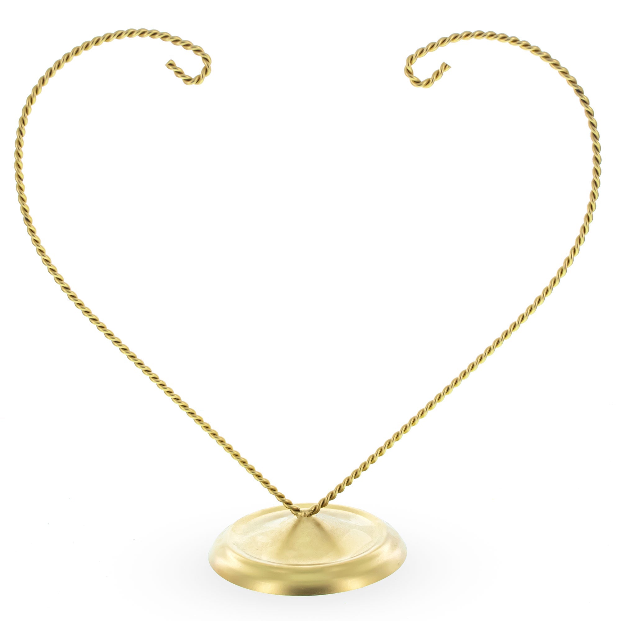 Distand Double Heart Gold Metal Solid Round Base Ornament Display Stand 9 Inches