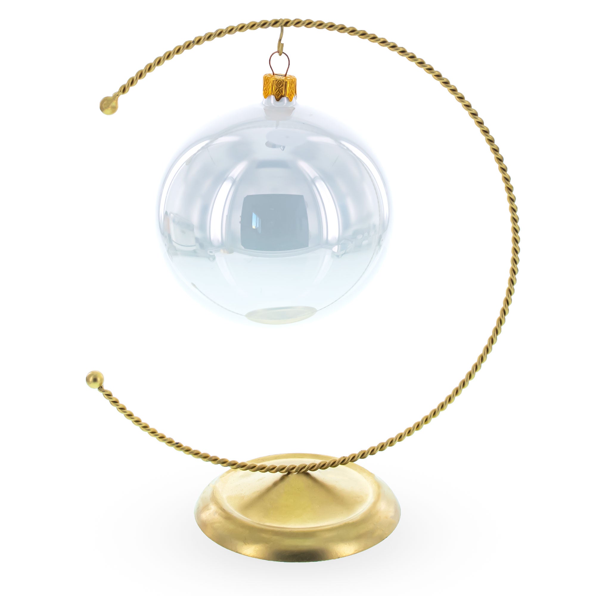 Swirled C-shape Gold Metal Dimensional Solid Base Ornament Display Stand 8.25 Inches