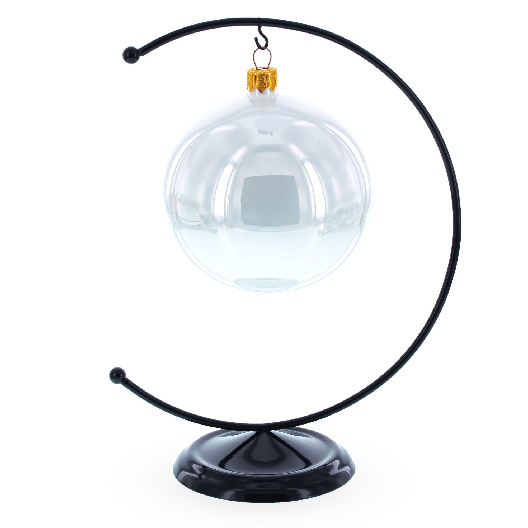 Elegant C-shape Black Metal Dimensional Solid Base Ornament Display Stand 5.9 Inches