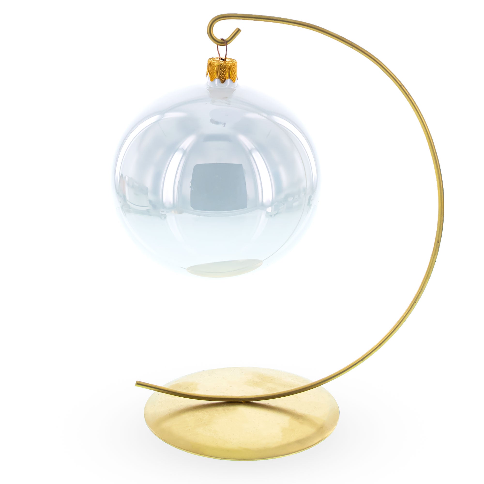 Elegant Curved Gold Metal Solid Round Base Ornament Display Stand 5.9 Inches