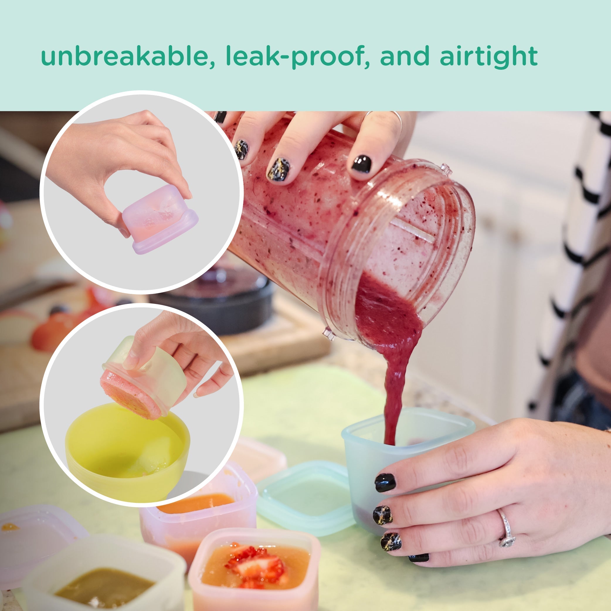 Silicone Food Storage Containers For Baby Meals On The Go (4-pack)