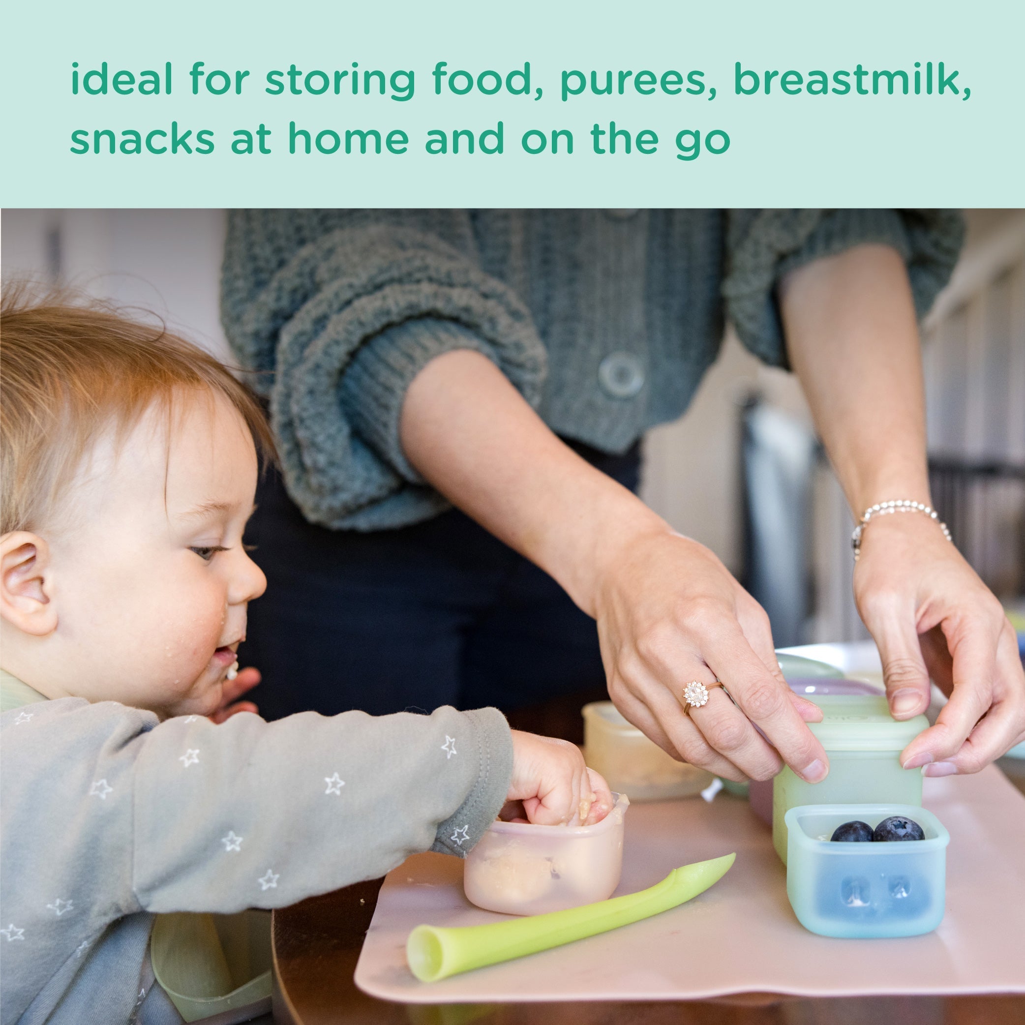 Silicone Food Storage Containers For Baby Meals On The Go (4-pack)
