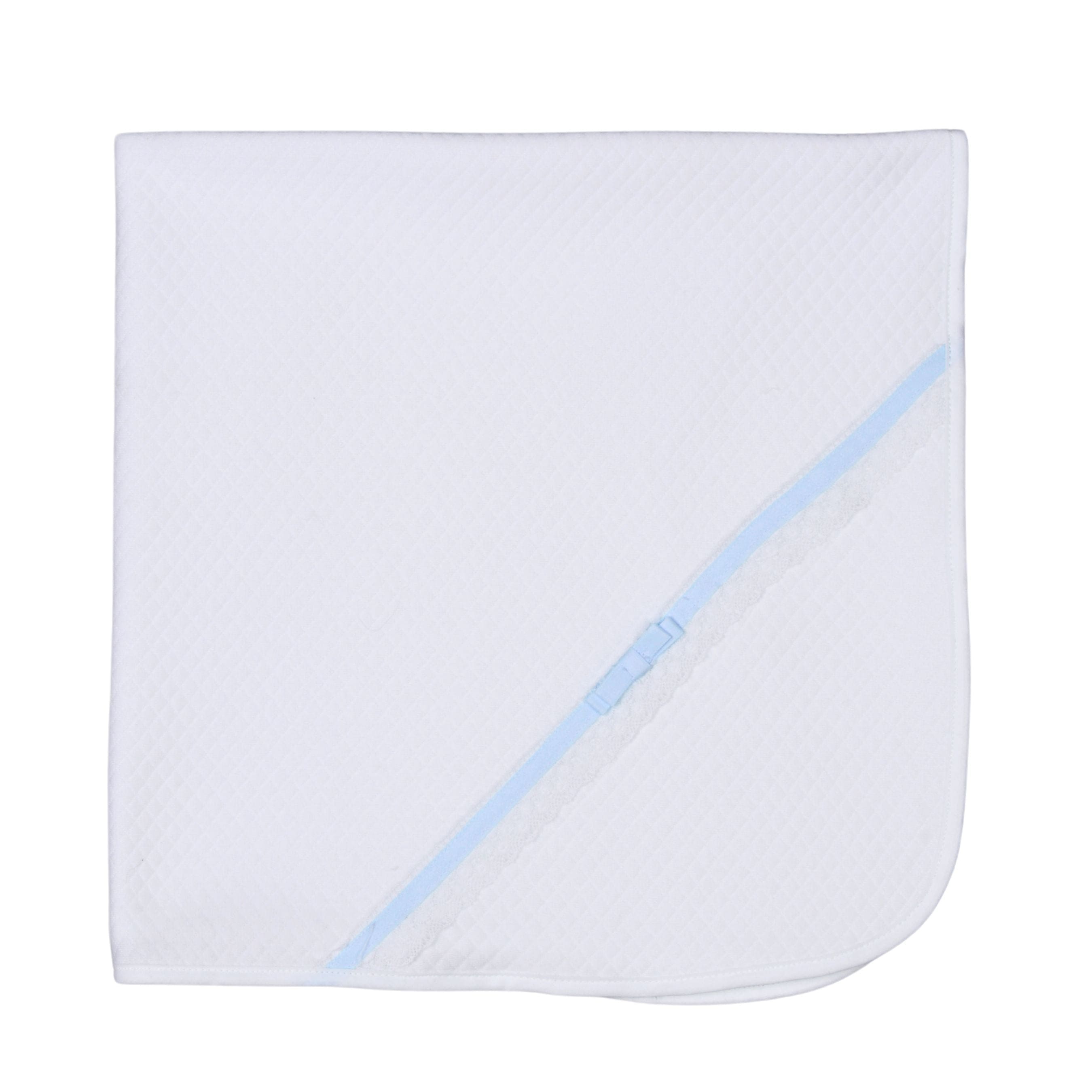Andrea | Boys White & Blue Quilted Cotton Blanket